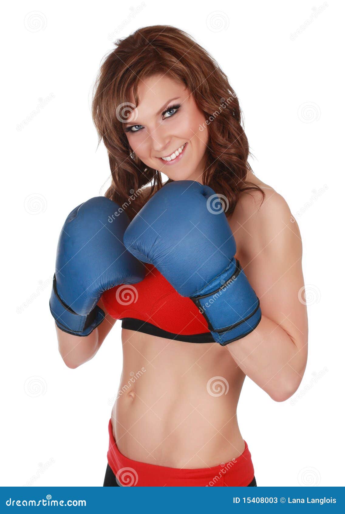 pretty woman with boxe gloves