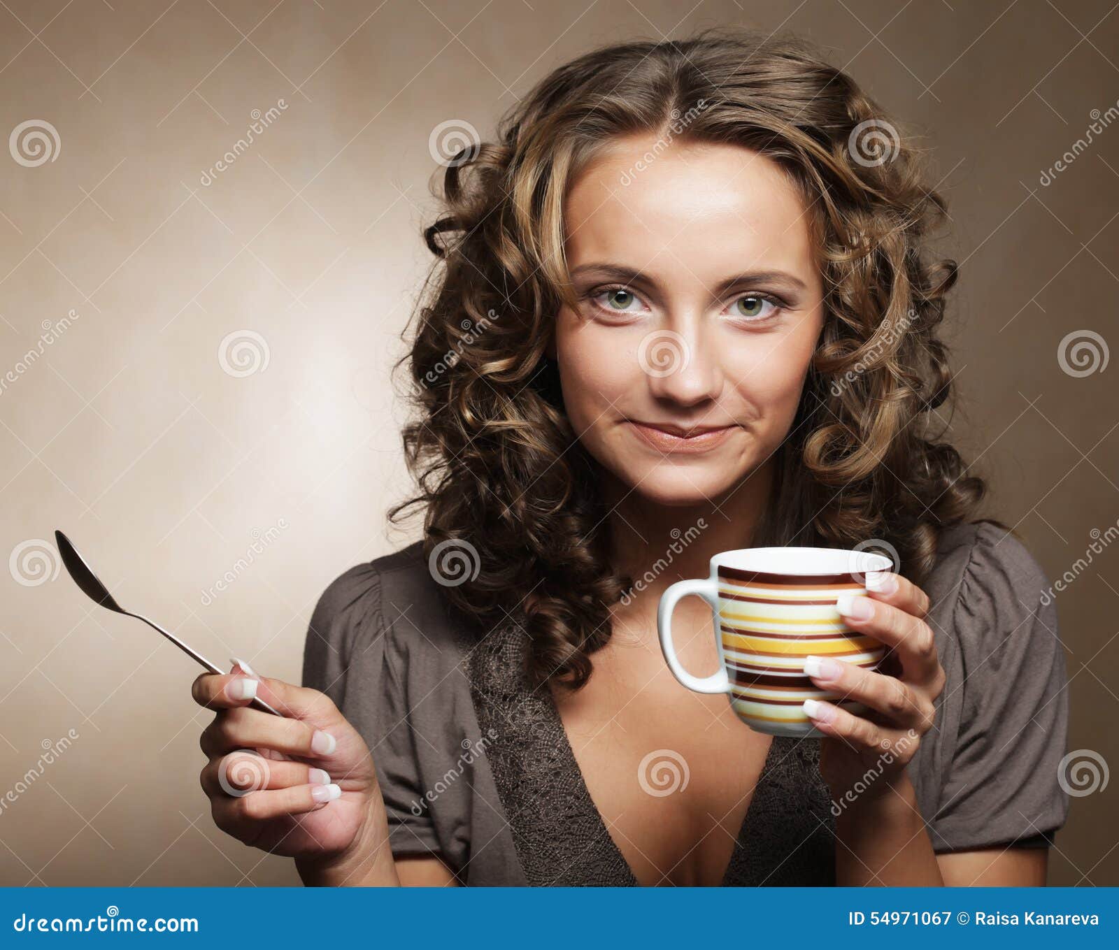 Pretty Woman Drinking Coffee Stock Image Image Of Adult Cookie 54971067