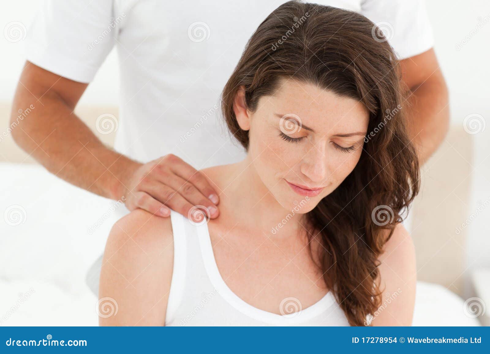 Pretty Woman Enjoying a Back Massage Stock Photo Image of home