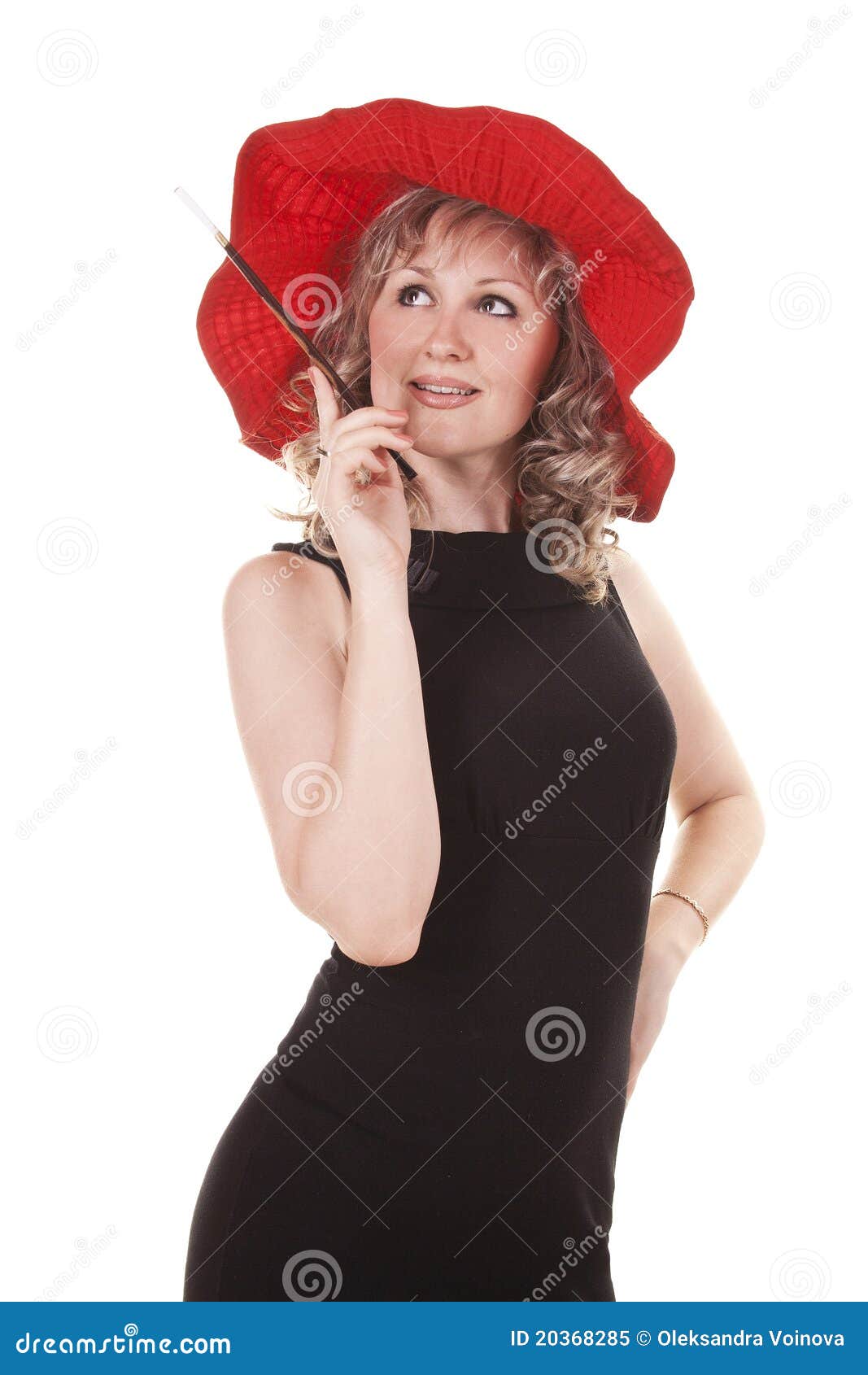 Pretty Woman with Hat and Cigarette Stock Image Image of beauty