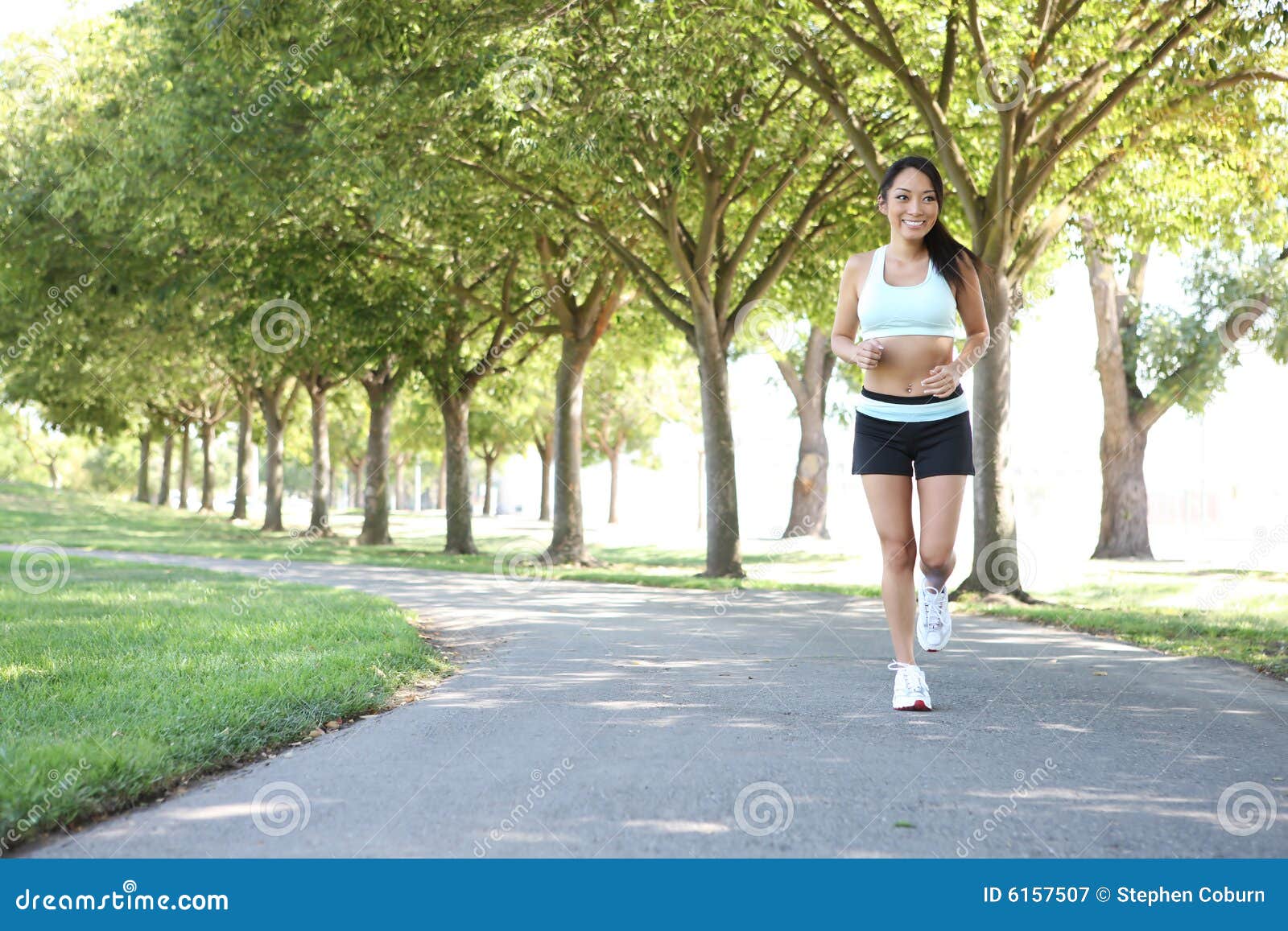 Pretty Woman Jogging in Park Stock Image Image of alone, marathon