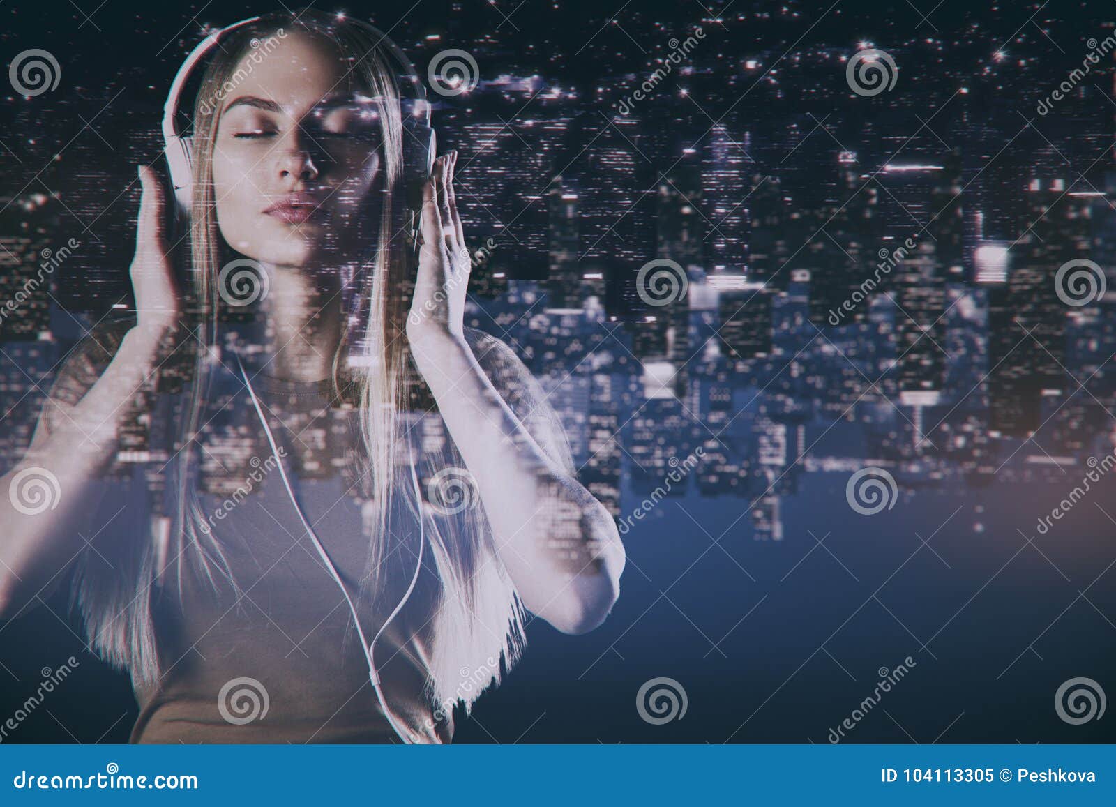 pretty woman listening to music