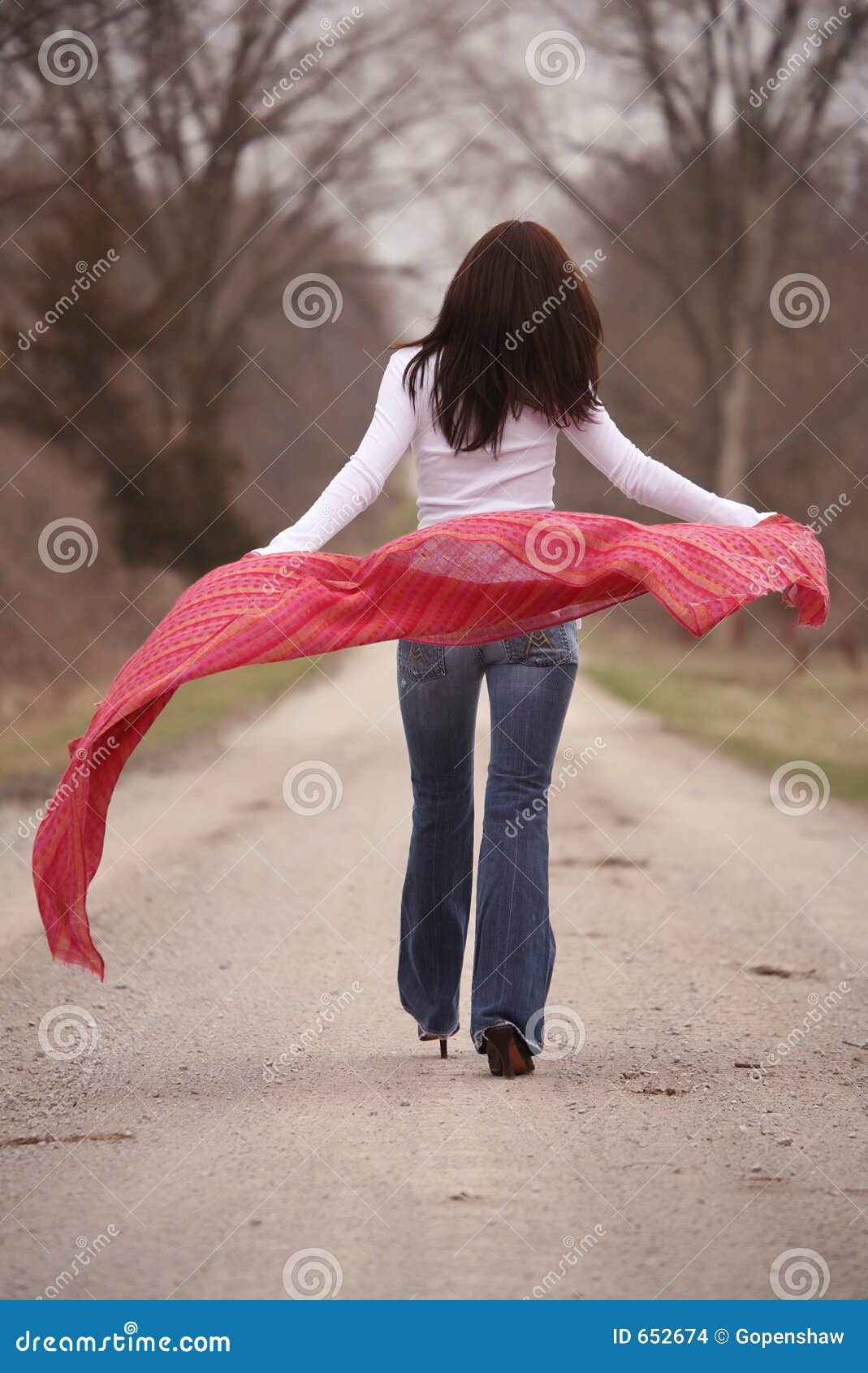 pretty woman in red shawl