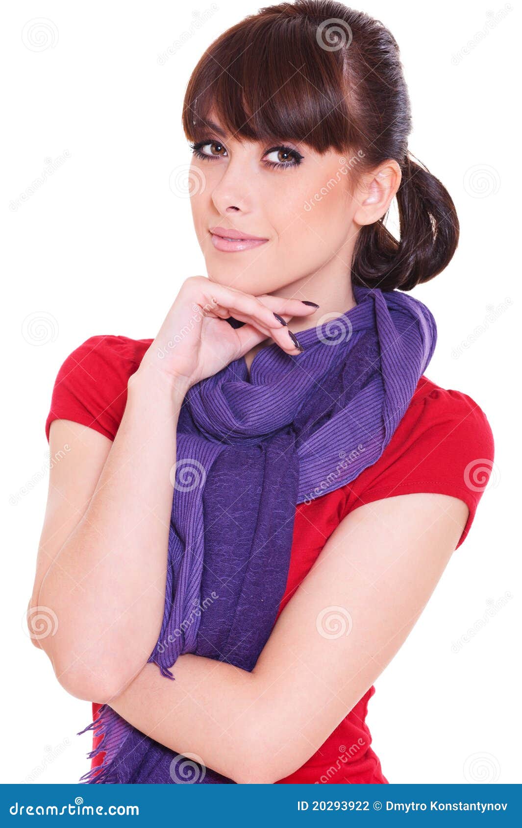 Pretty Woman in Red Tshirt Stock Photo Image of cute, hair 20293922
