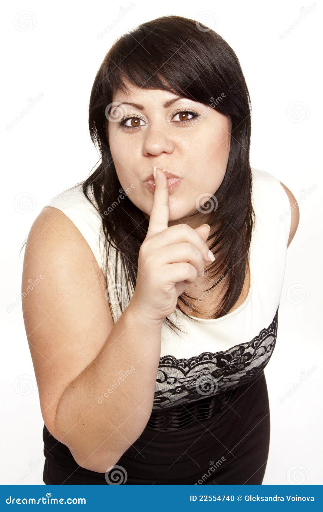 Pretty woman saying shh stock photo. Image of gesture 22554740
