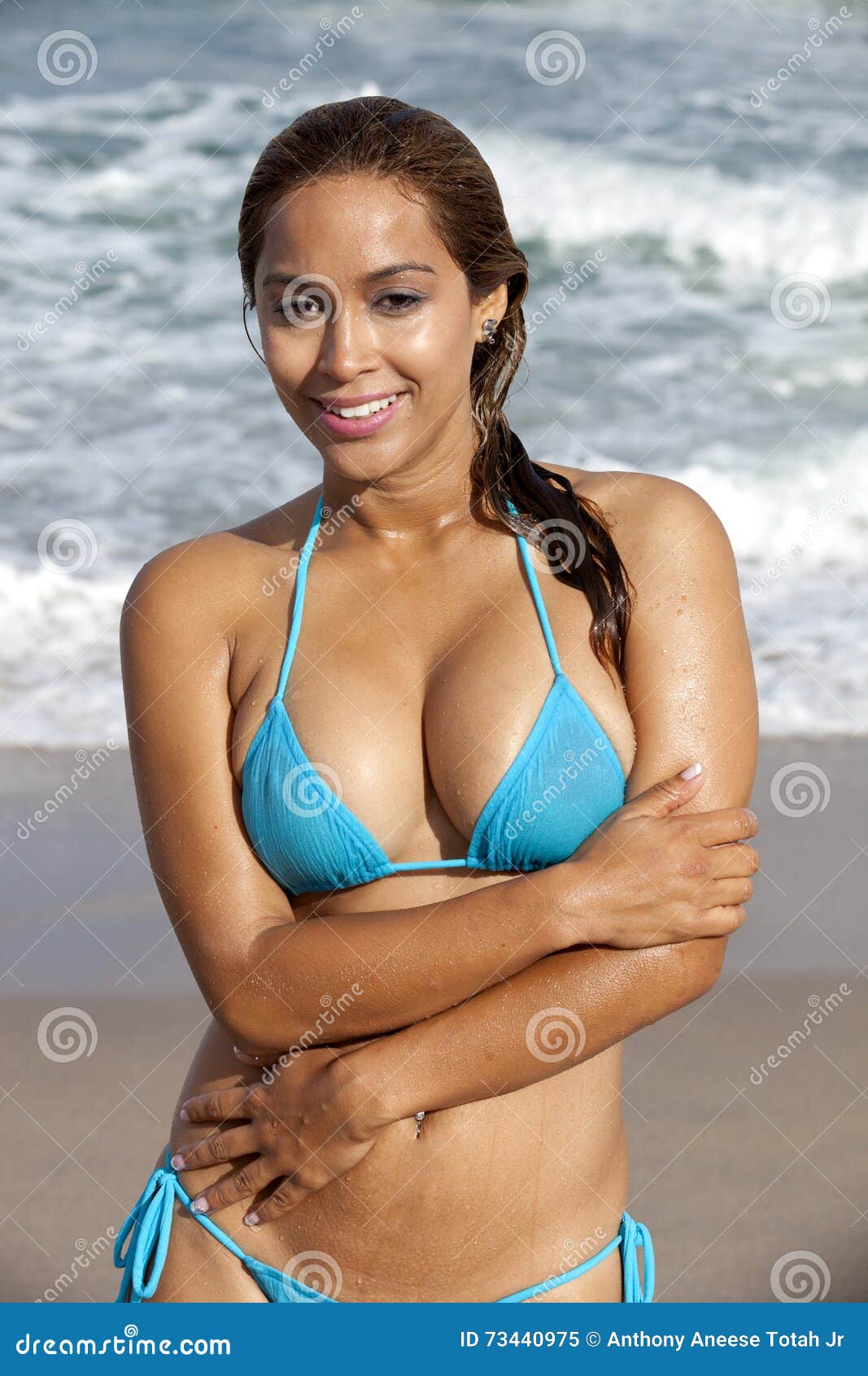 Close-up of Woman in Wet Bikini Stock Photo - Image of young