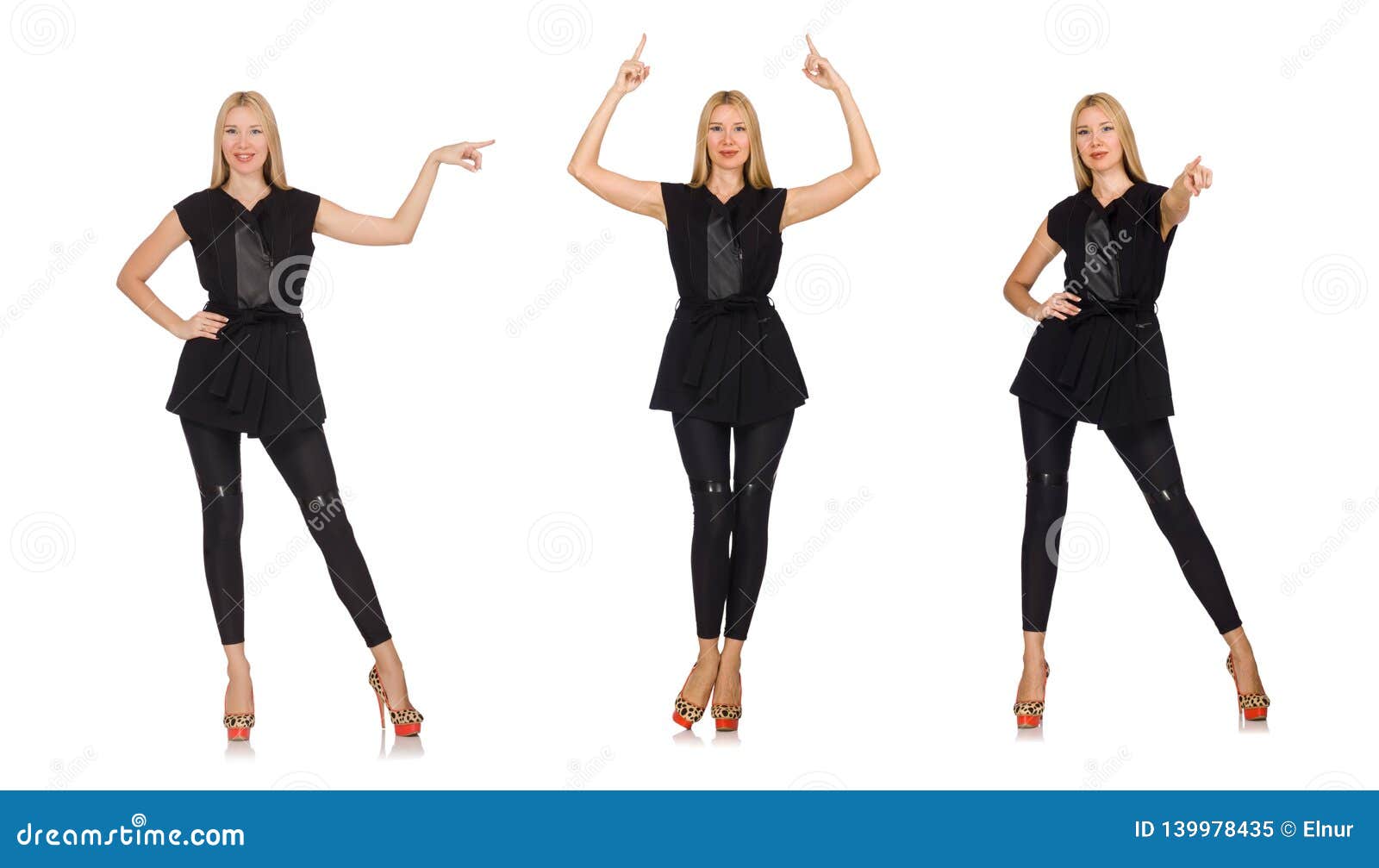 The Pretty Woman in Tight Black Pants Isolated on White Stock Image ...