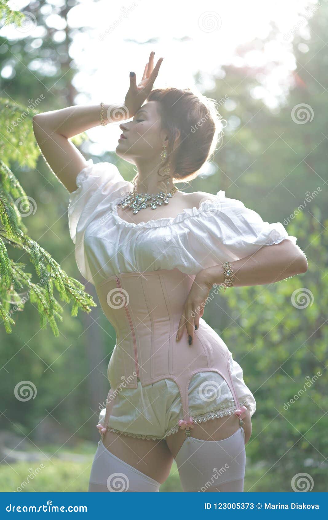 Chubby girl in corset