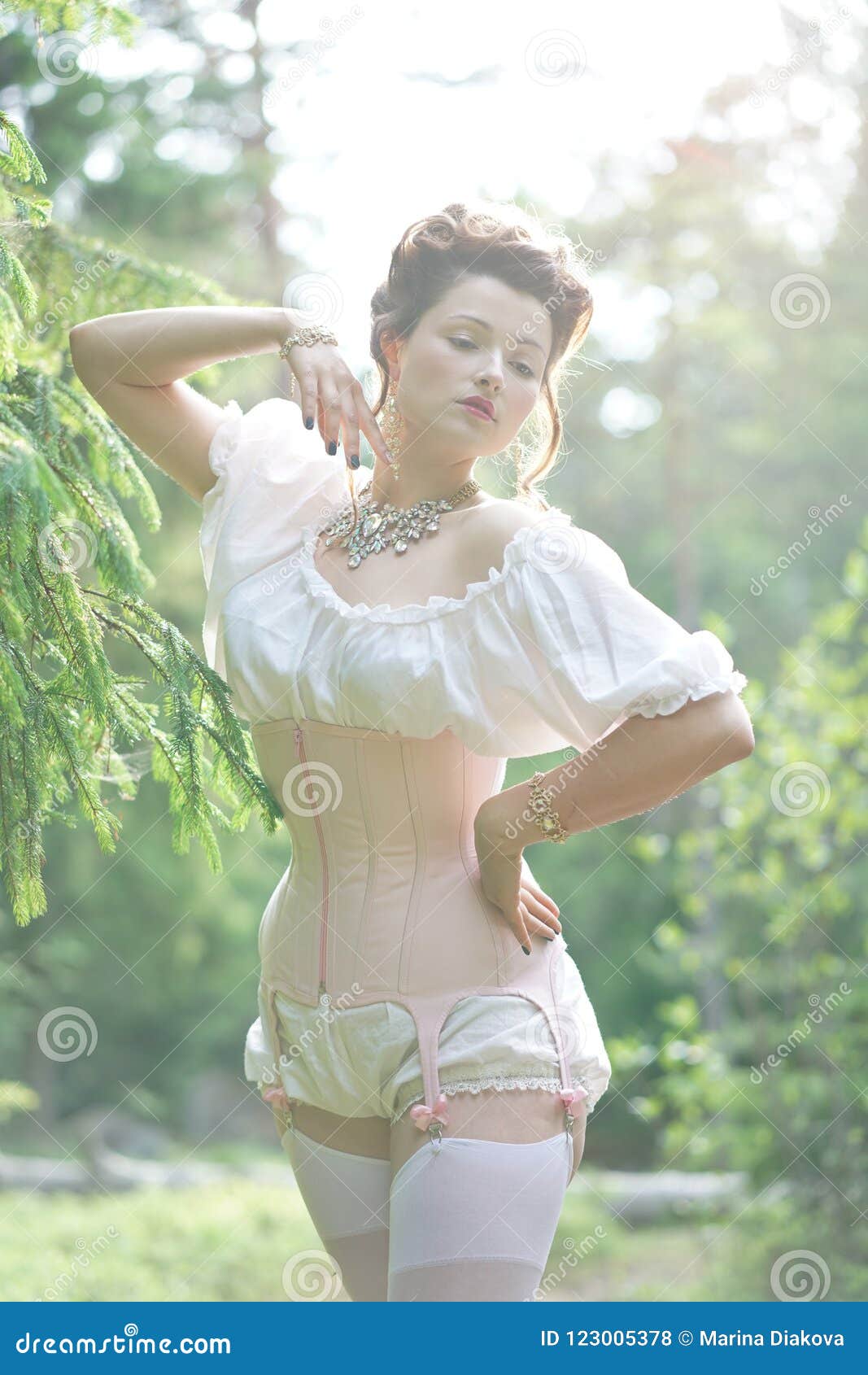 Chubby girl in corset