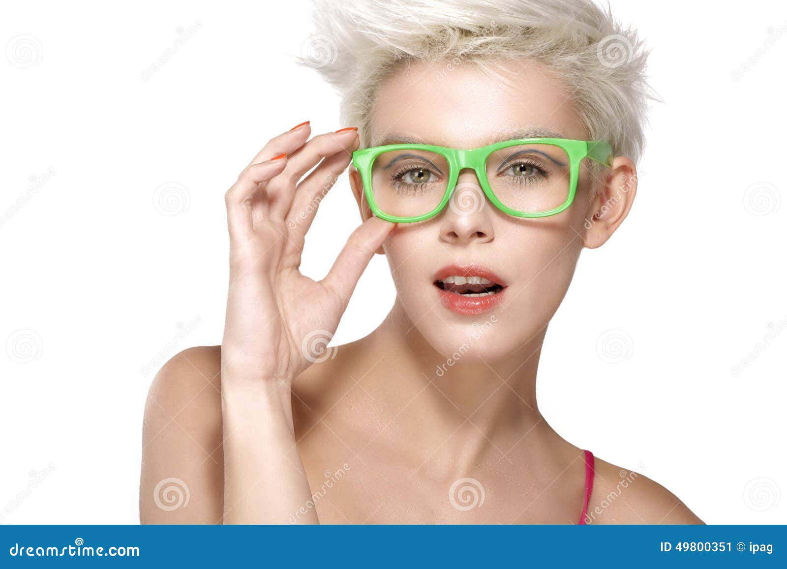 Pretty Young Blond Model Wearing Cool Eyeglasses Stock Photo Image 49800351