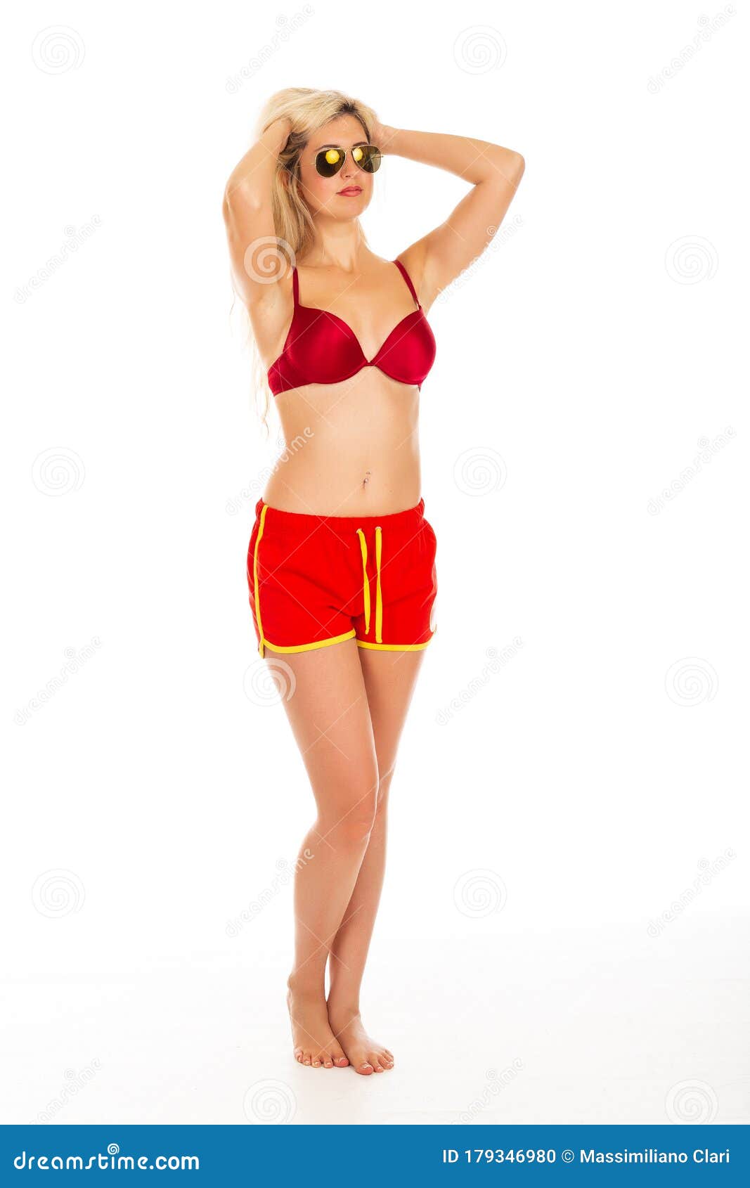 red bikini shorts