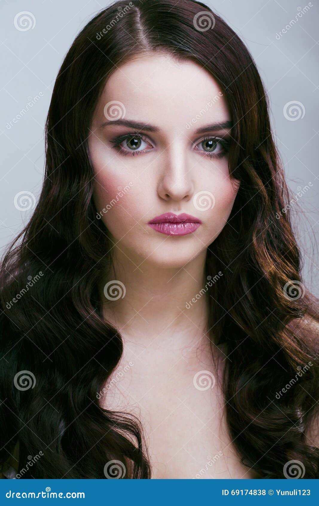 Pretty Young Brunette Woman with Hair Style Like Cute Doll Hairstyle ...