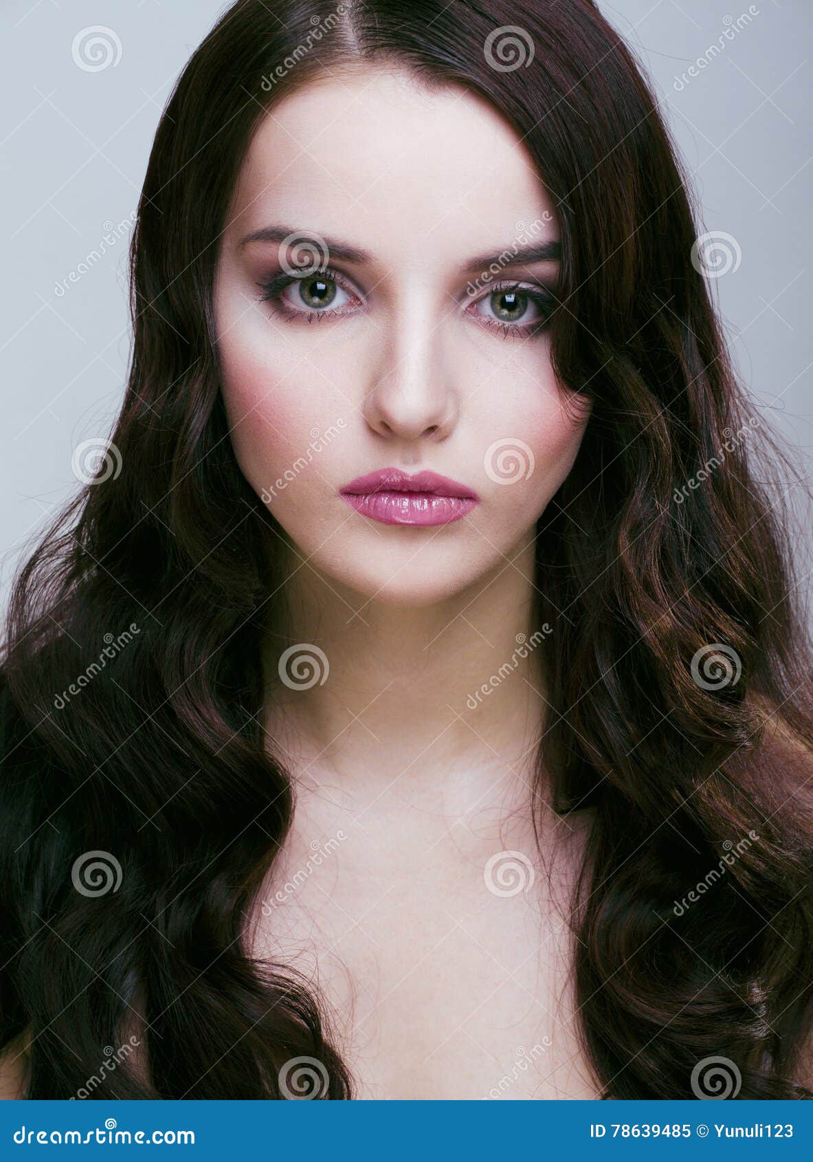 Pretty Young Brunette Woman with Hair Style Like Cute Doll Hairstyle ...