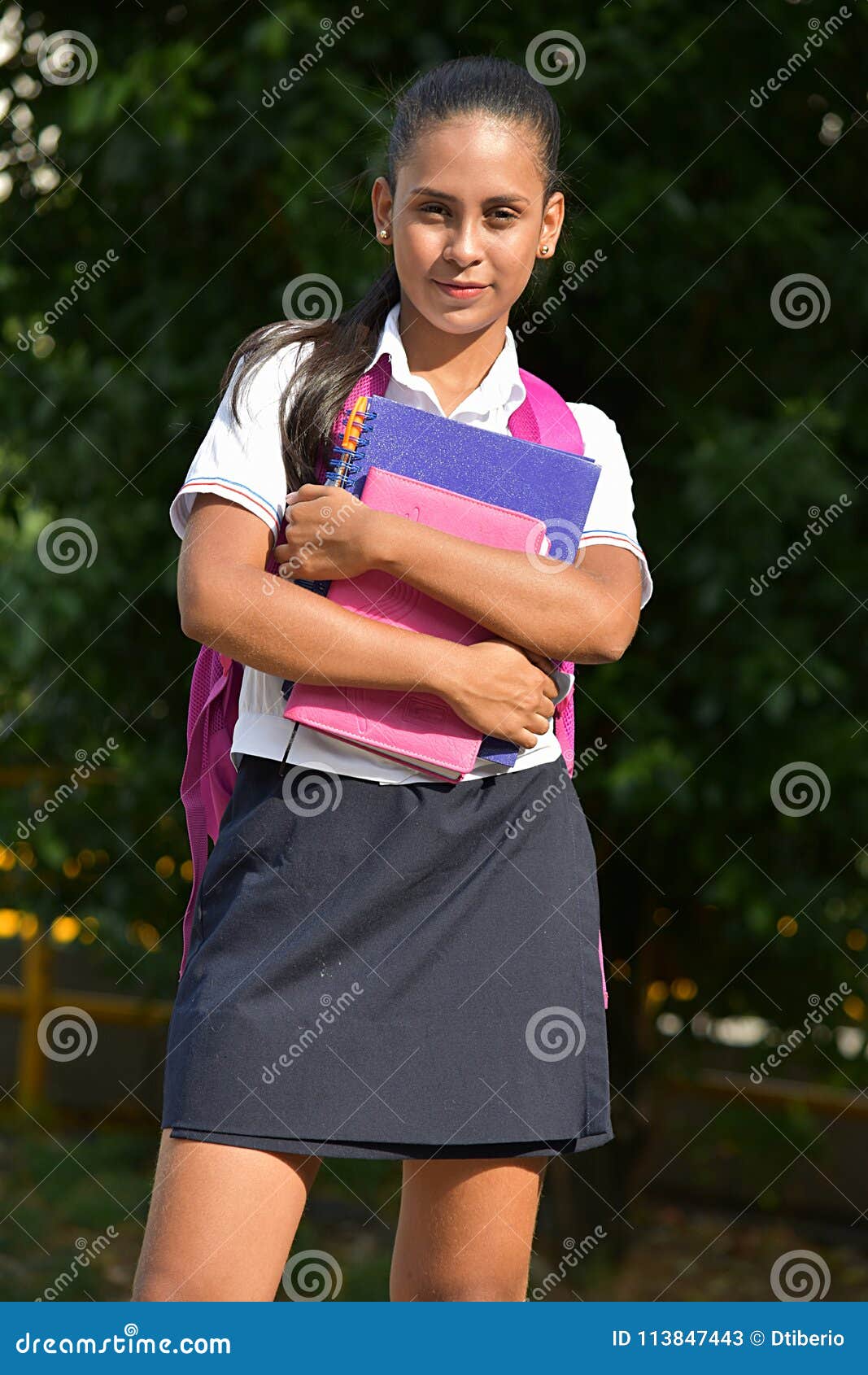Standing Catholic Girl Student Wearing School Uniform