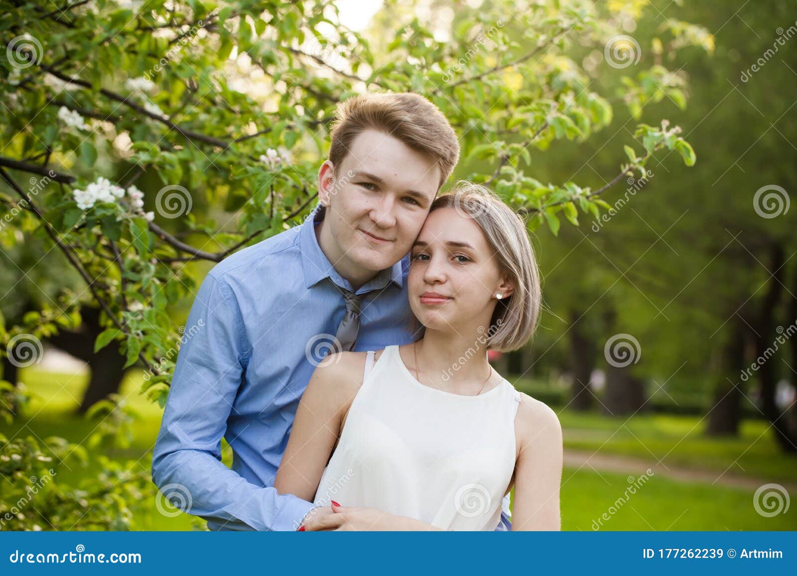 Pretty Young Couple Together Outdoors Boy And Girl Portrait S