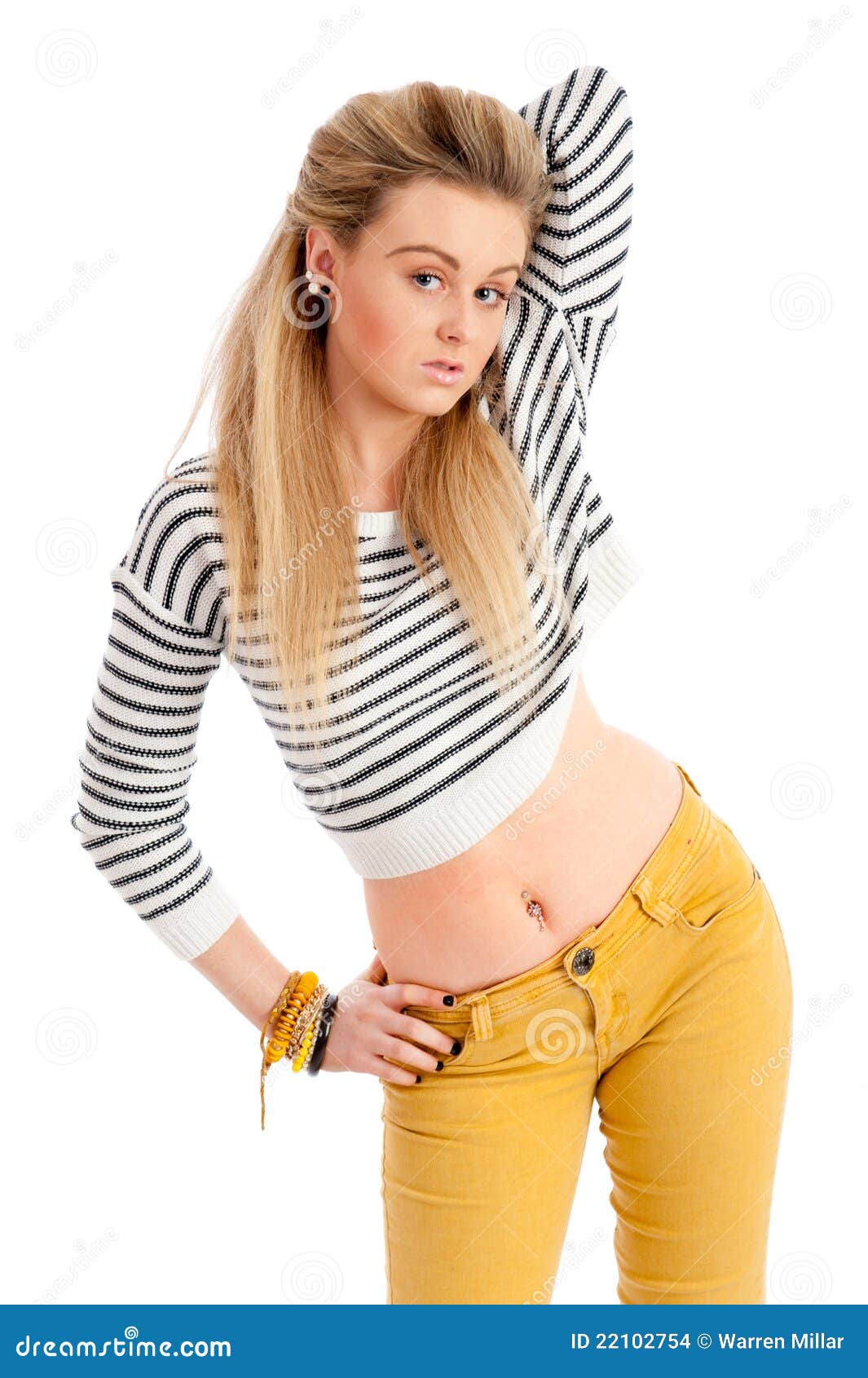 Pretty Young Female in Casual Clothes Isolated Stock Photo - Image of ...