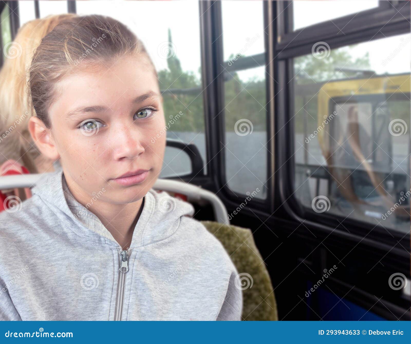 Pretty Young Girl Or College Girl In Public Transport Stock Image 