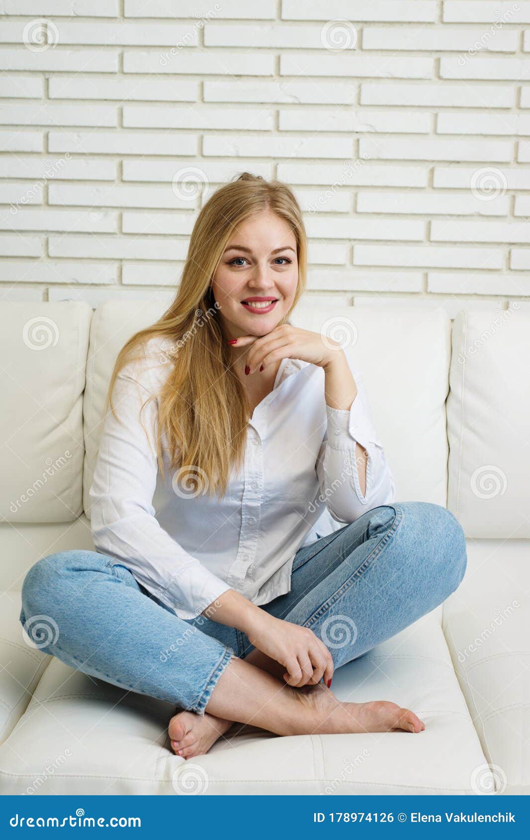 Pretty Young Girl in Light Home Interior Stock Photo - Image of people ...