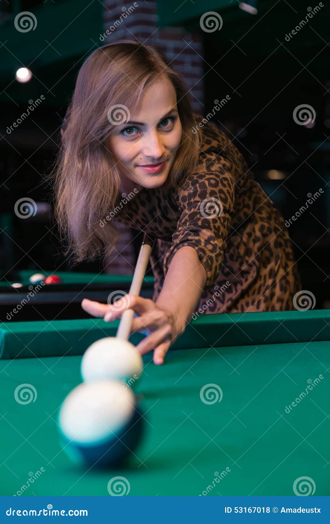 Young Sexy Girl With Billiard Balls Stock Photography CartoonDealer