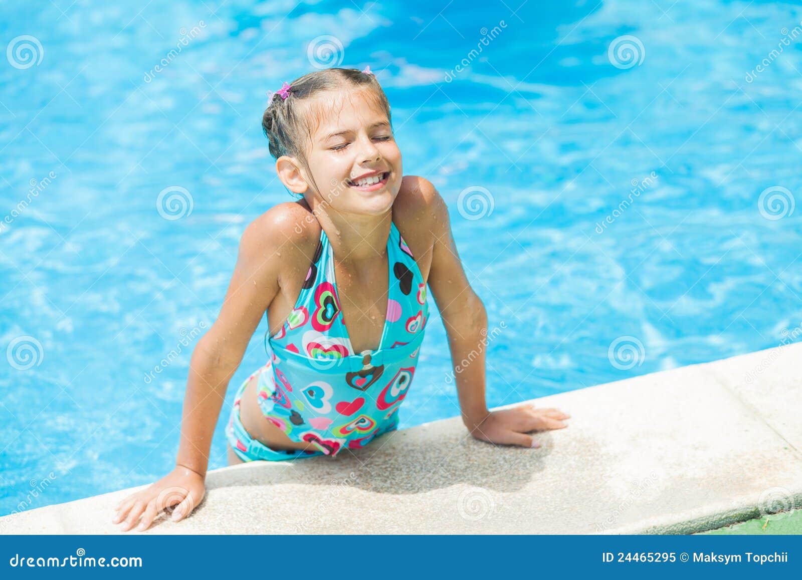 Pretty young girl at pool stock image. Image of hair 24465295