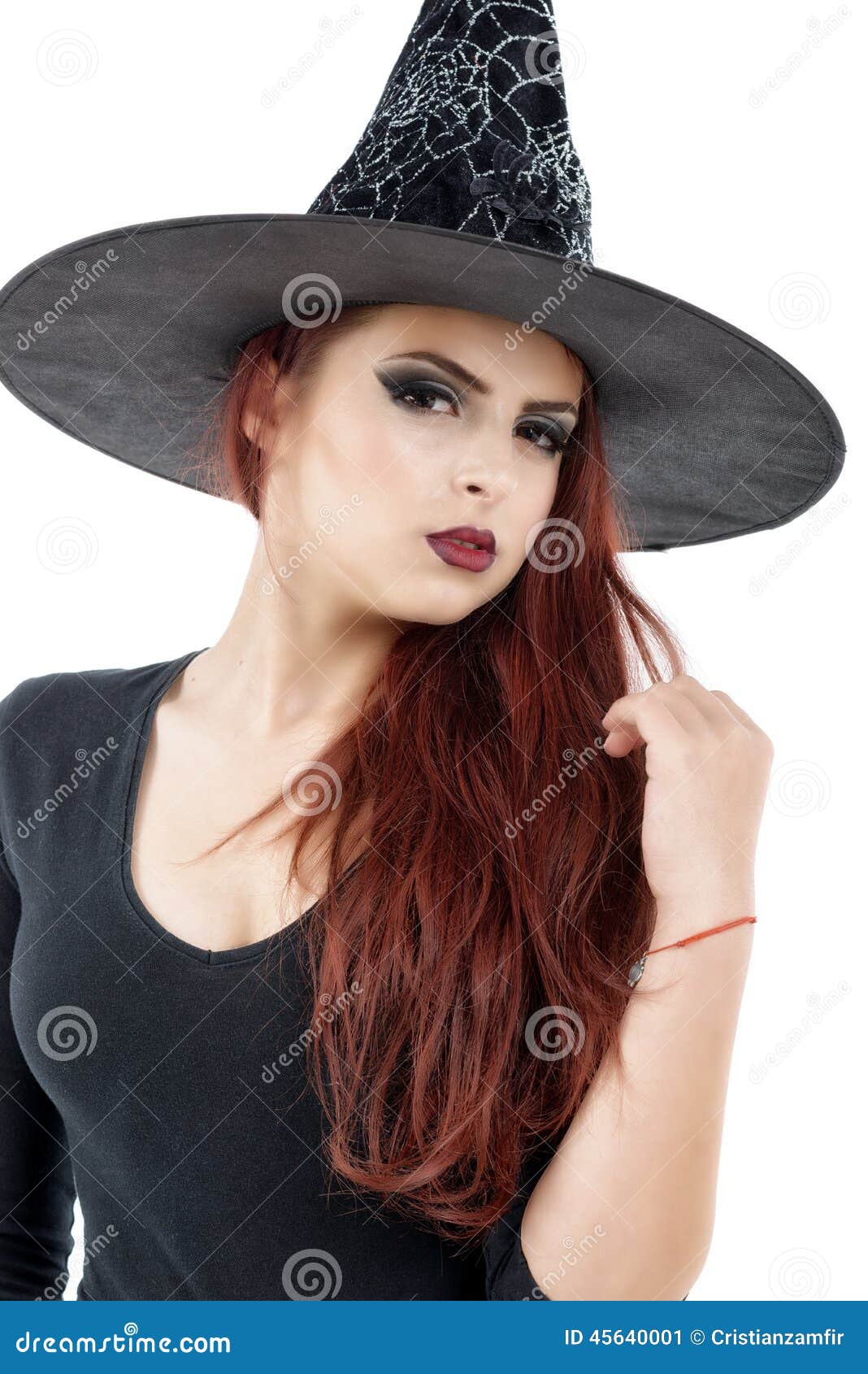 Pretty young redhead witch stock image. Image of fashion - 45640001