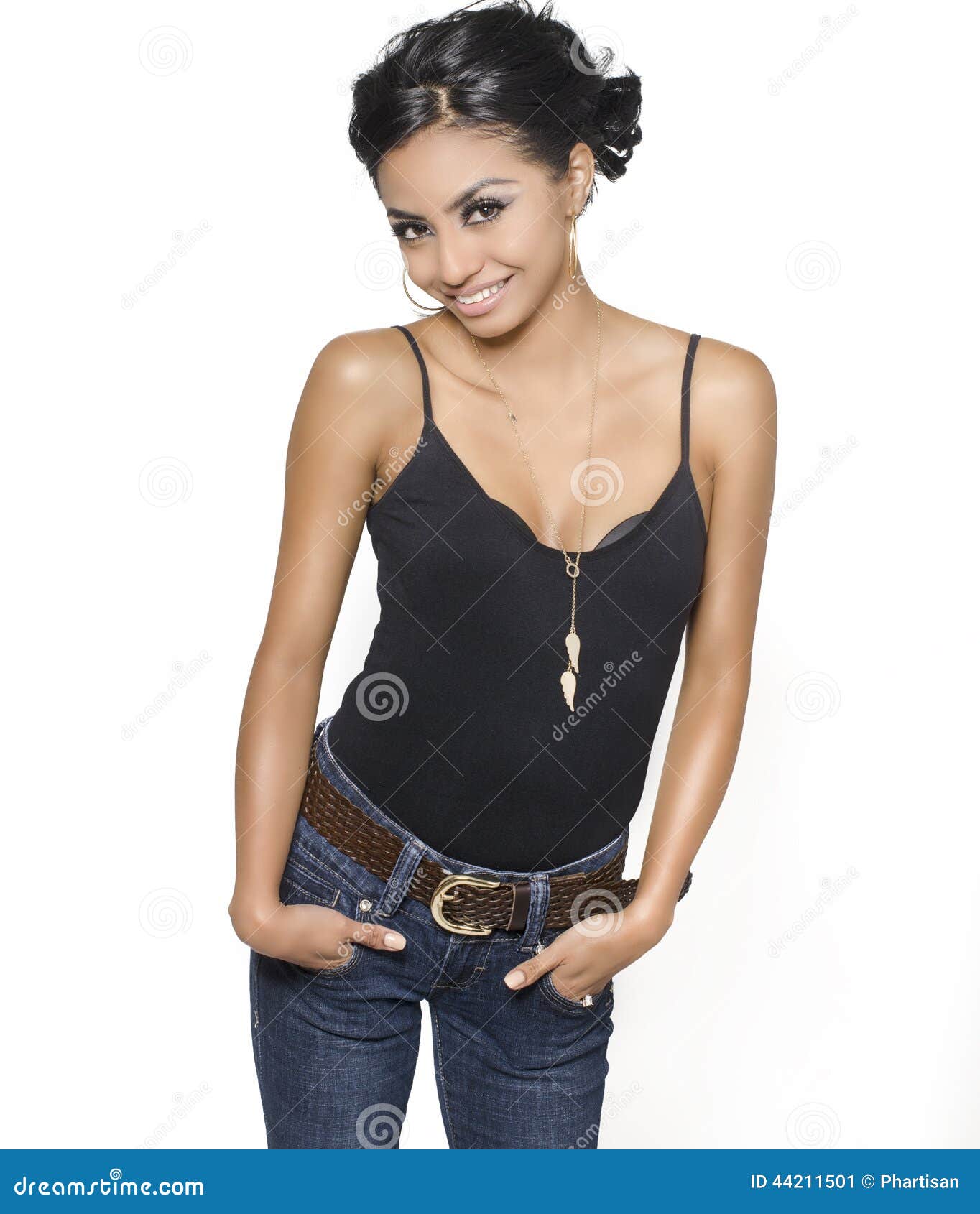 pretty young smiling woman casually dress