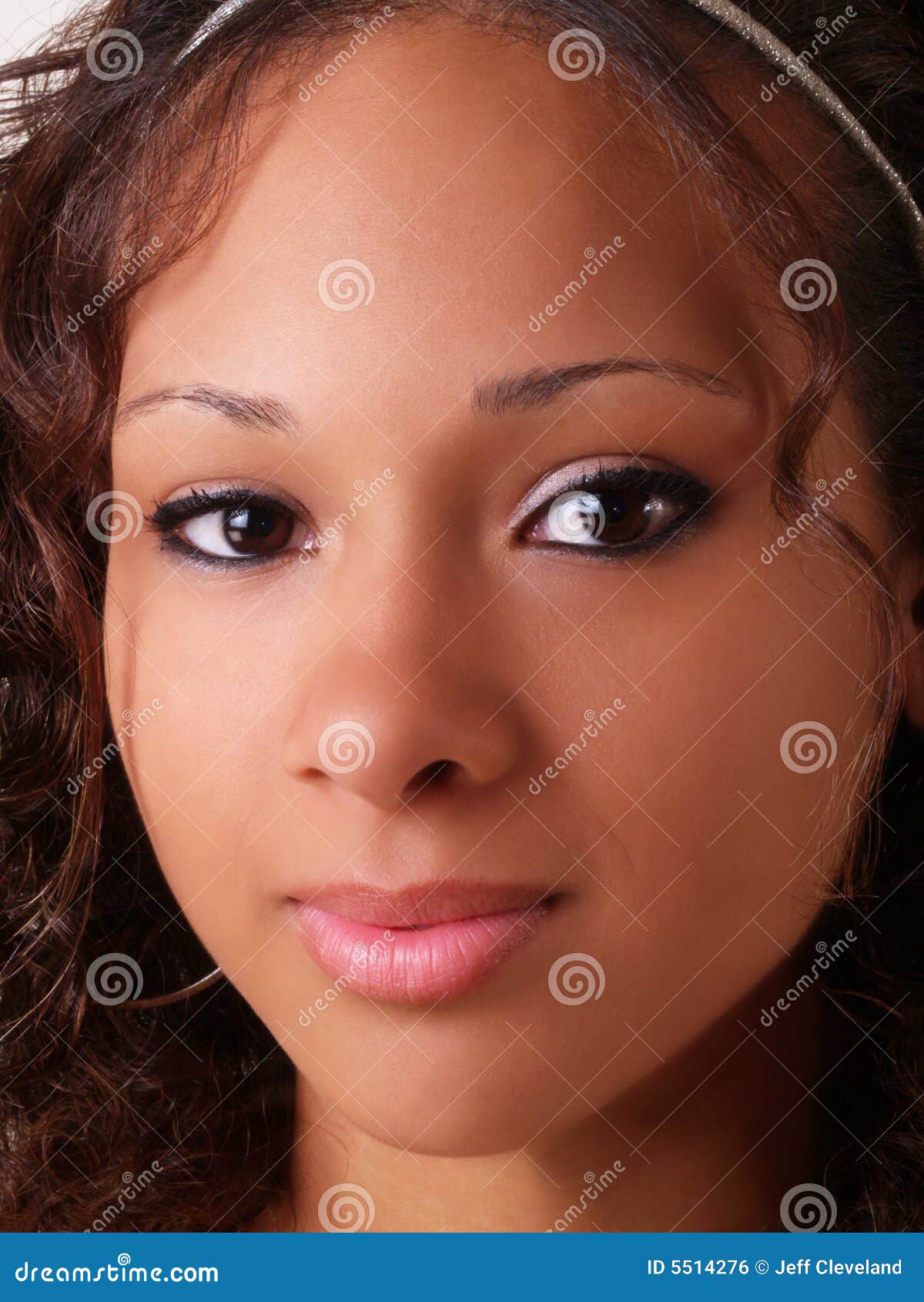 Pretty Young Teen Black Girl Closeup Portrait Stock Phot