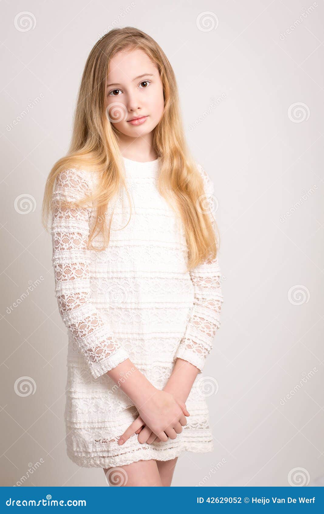 Pretty Young Teenage Girl in White Dress Stock Photo - Image of