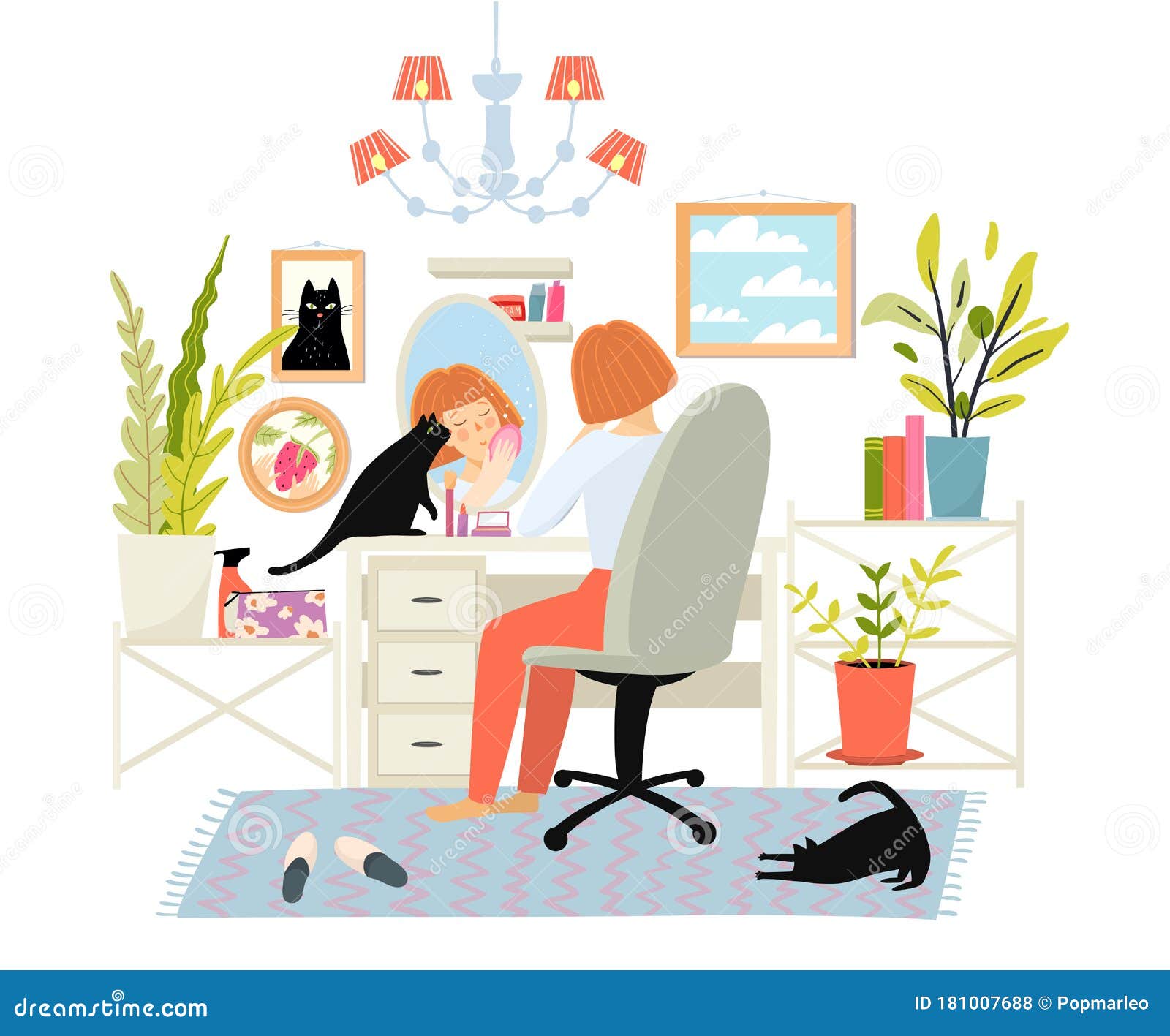 Beautiful Lady Or Woman At Home Dressing Room Interior Sit At Beautiful Lady Or Woman At Home Dressing Room Interior Sit At