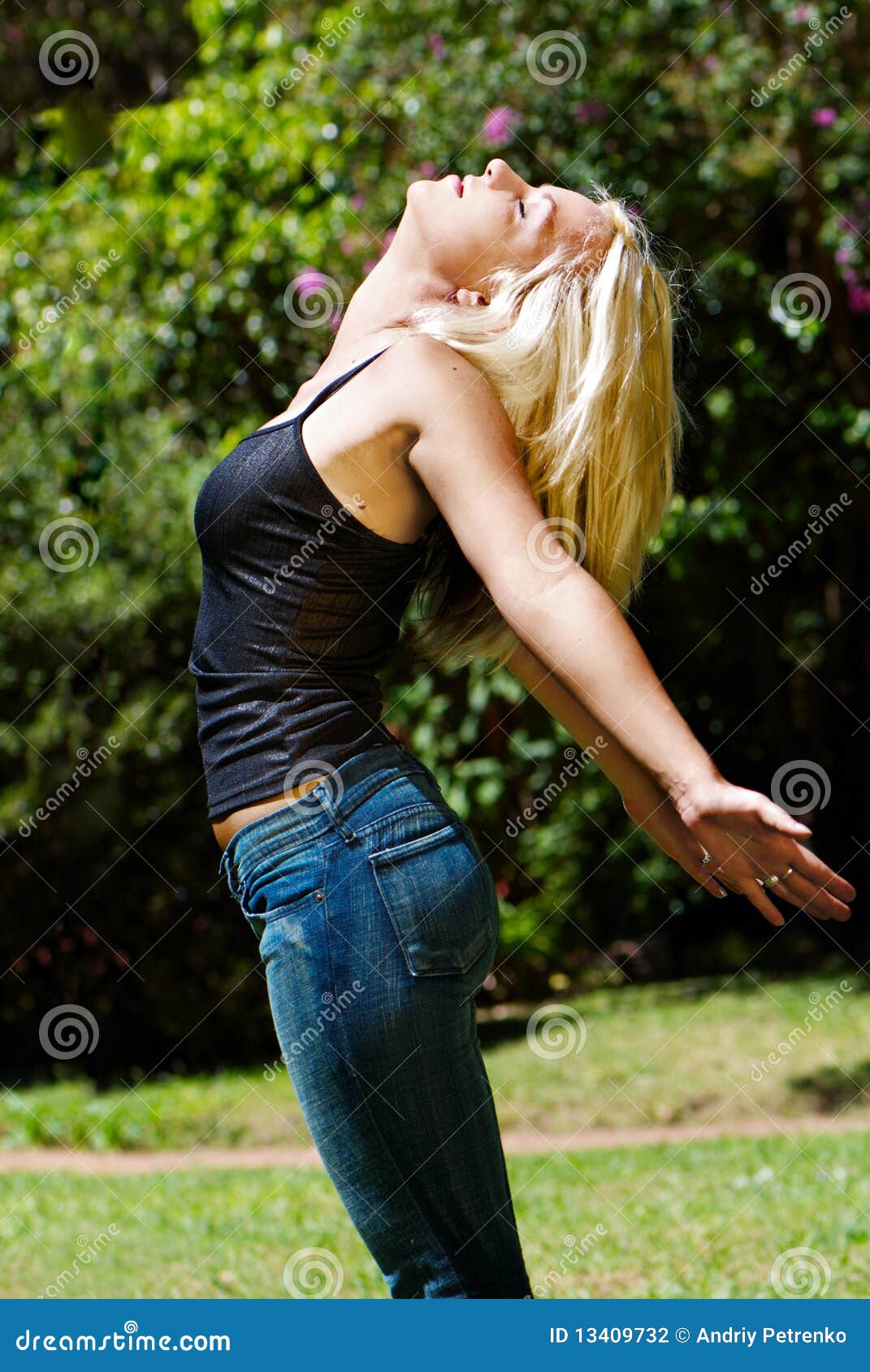 Pretty Young Woman with Arms Raised Stock Photo Image of beauty