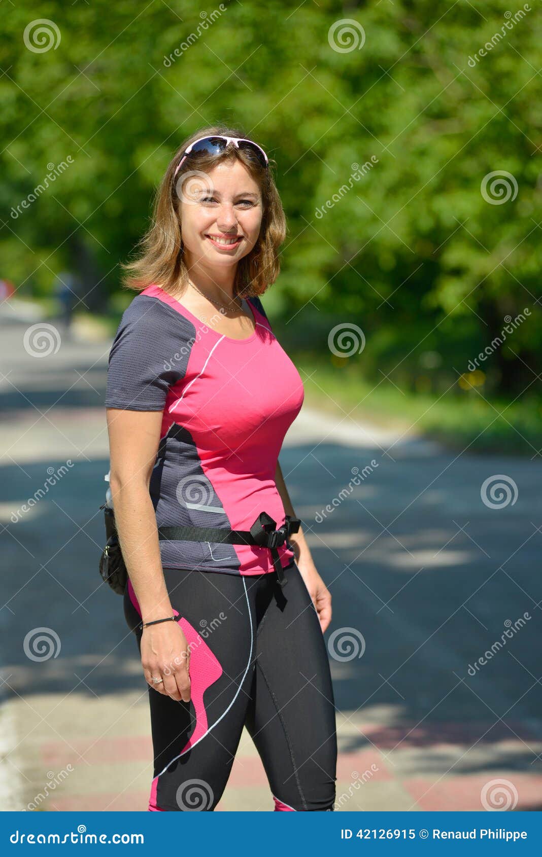 Pretty Young Woman Doing Rollerskate On A Track Stock 