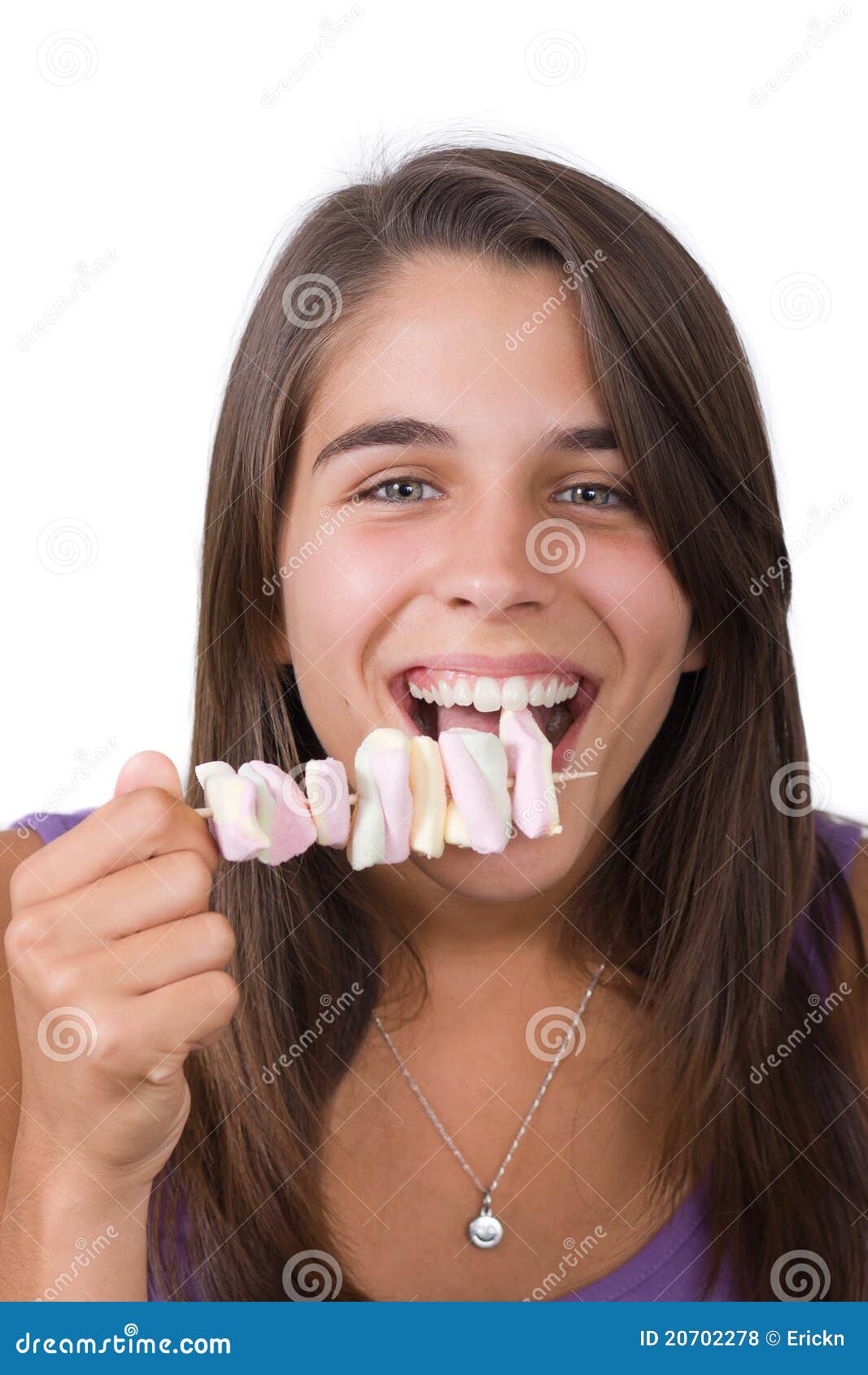 Pretty Young Woman Eating Marshmallows Stock Photo Image of adult