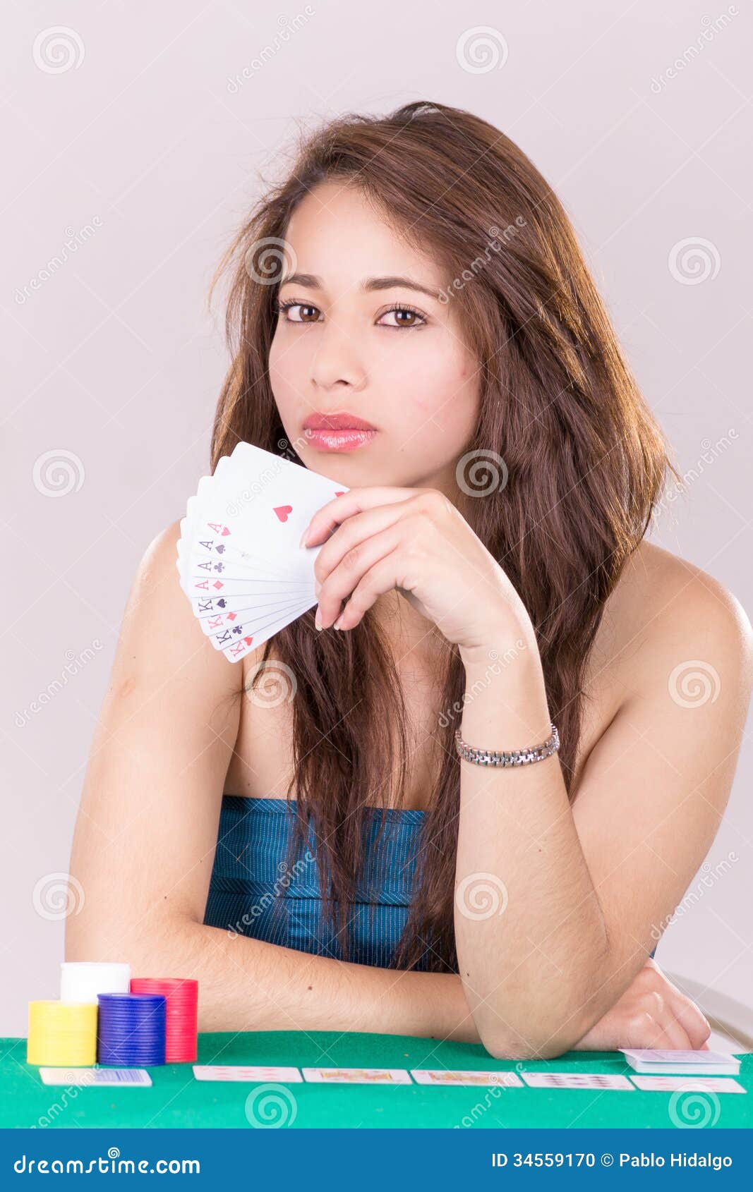 Pretty Young Woman Holding Playing Cards Stock Photo Image of casino