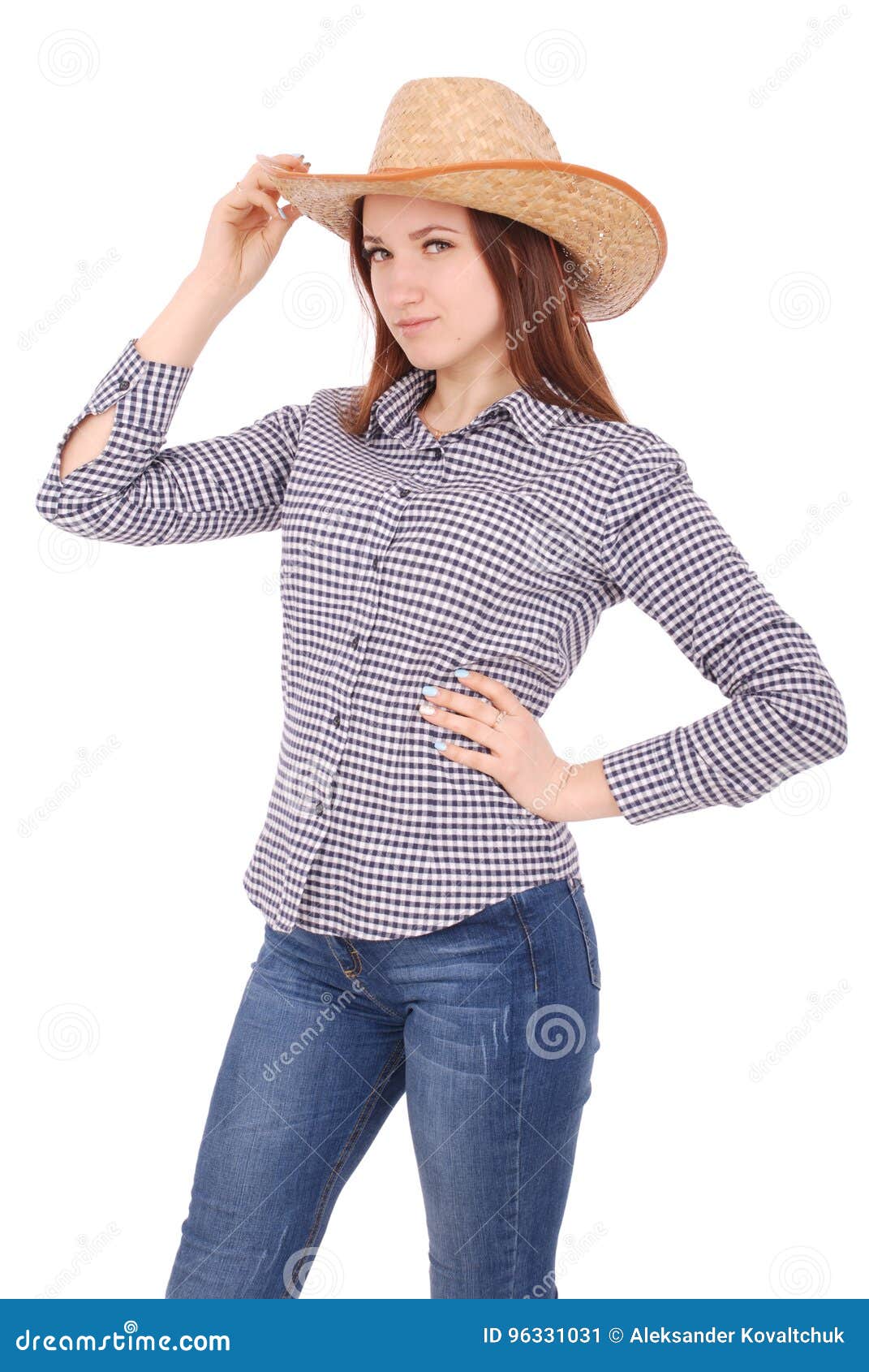 Pretty Young Woman Wearing a Big Floppy Straw Sun Hat Stock Image ...