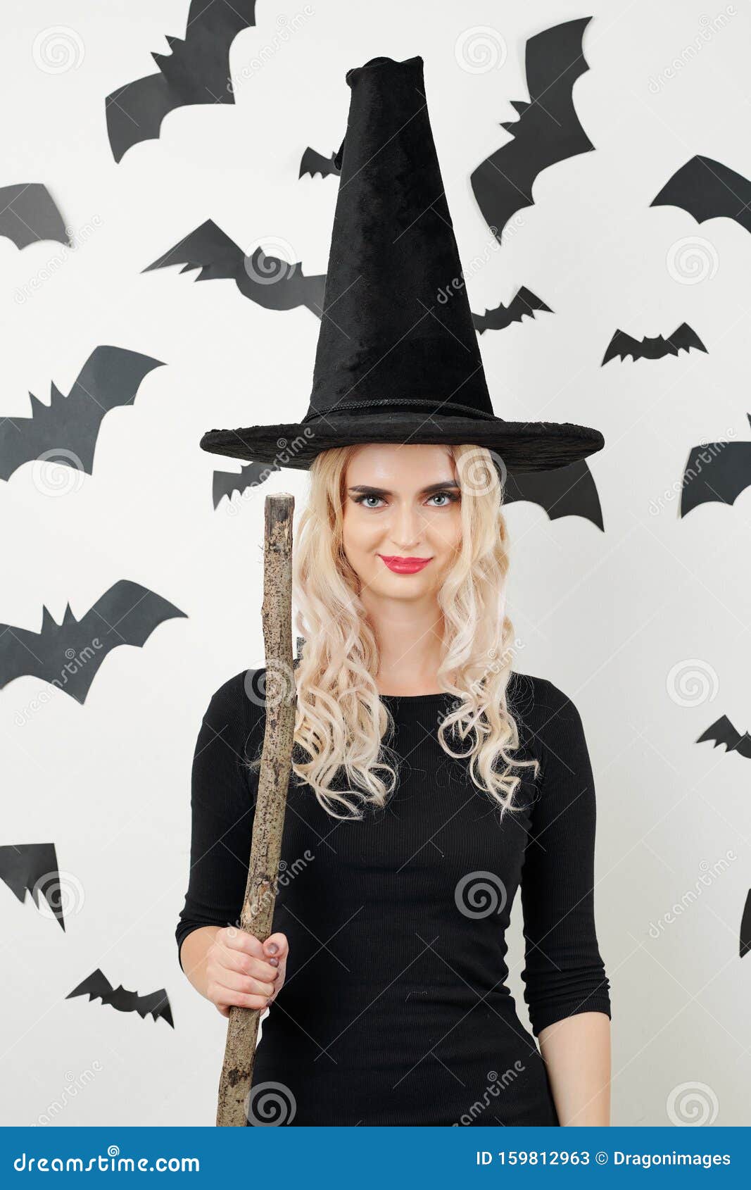 Young Woman in Witch Halloween Costume Stock Image - Image of elegance ...