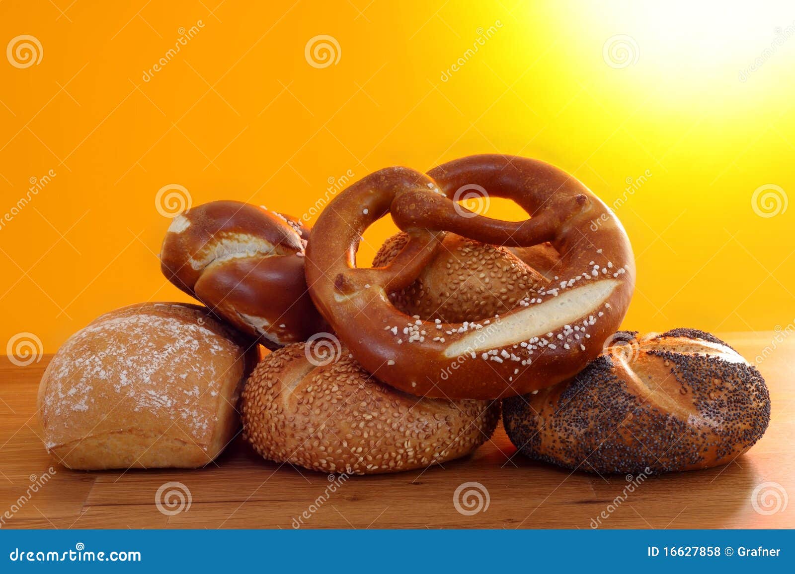 Pretzel and Buns in Sunshine Stock Photo Image of crust, bread 16627858