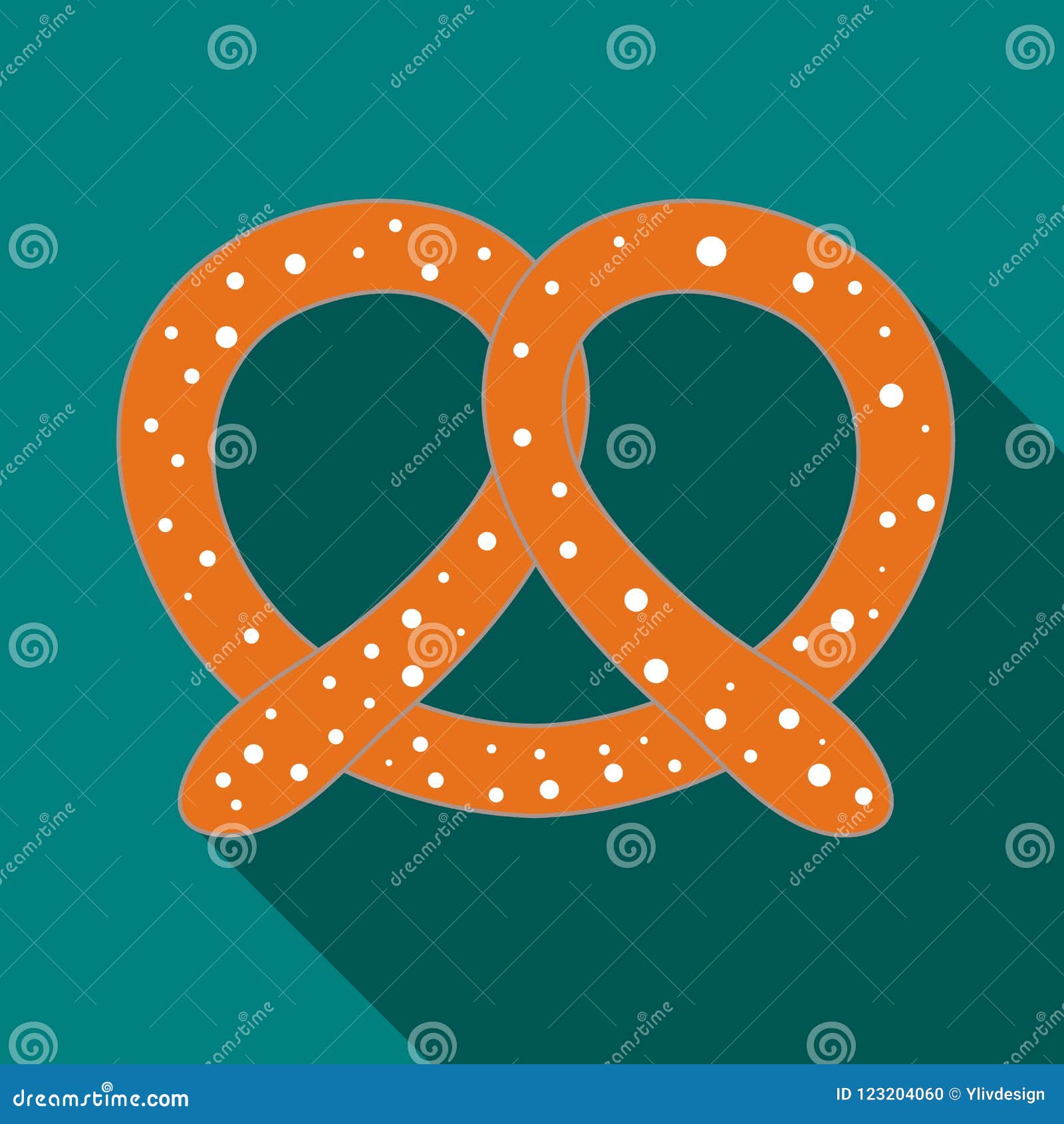 Pretzel icon in flat style stock illustration. Illustration of crunchy