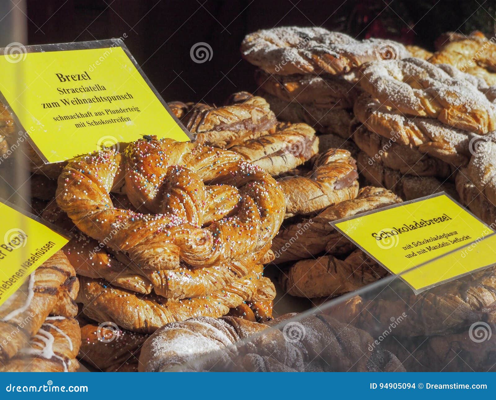 Pretzel store closeup stock photo. Image of pretzel, breakfast 94905094