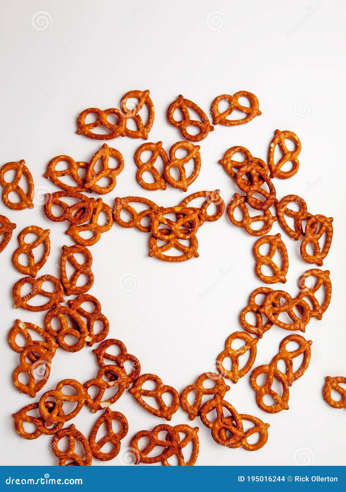 Pretzels in a Heart Shape on a White Background Stock Photo Image of food, crunchy 195016244