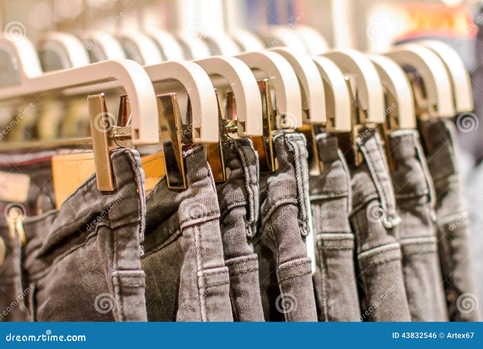 Preview Jeans Hanging On A Hanger In The Store Stock Photo Image of
