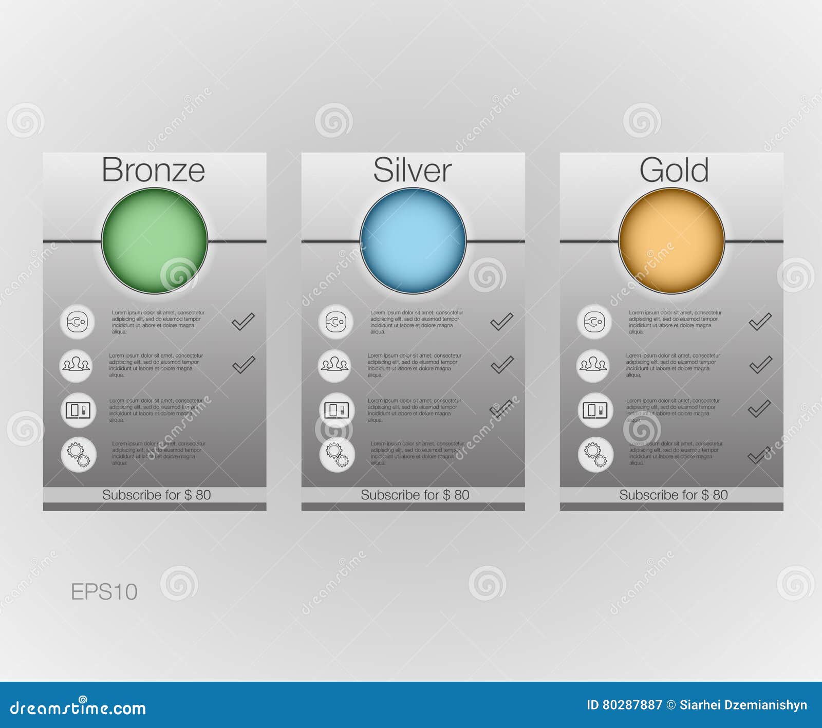 Price List. Three Tariffs Banners.  Pricing Table. Vector Design for