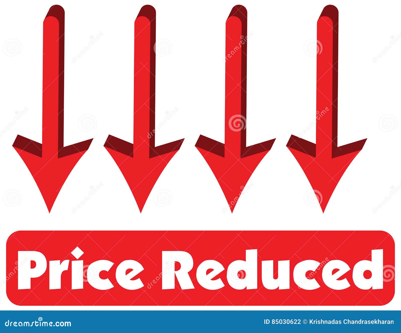 Price Reduced Concept of Red Arrow Pointing Down is Equal To Price