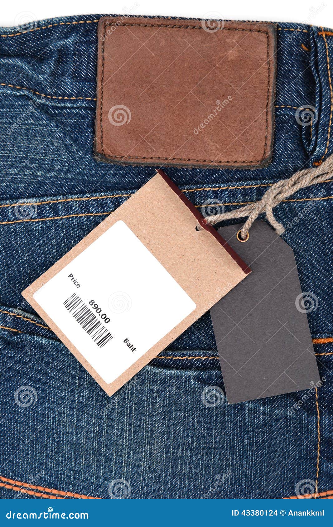 Price Tag With Barcode On Jeans Stock Photo - Image: 43380124