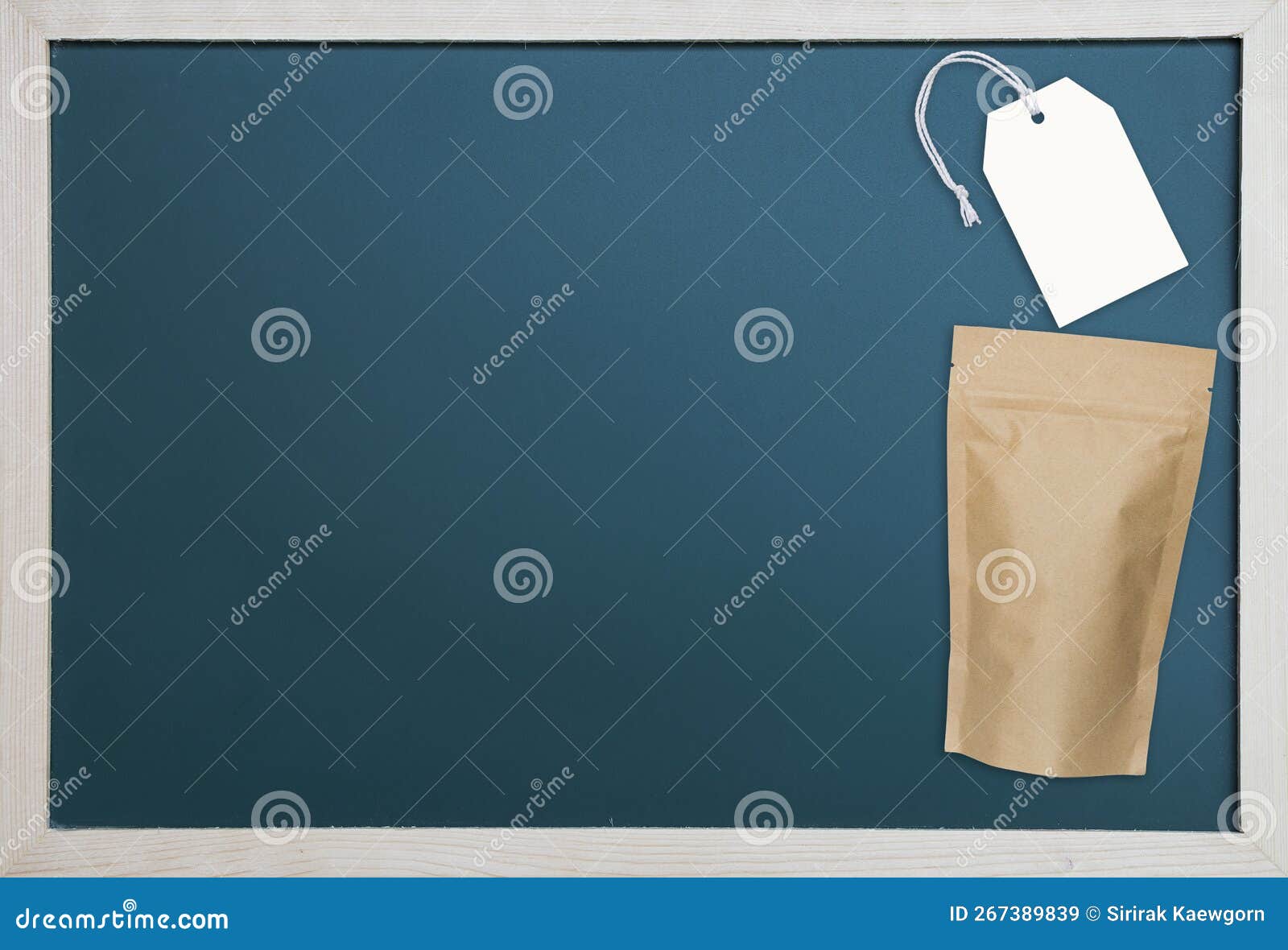 Price Tag with Brow Zip Bag on Black Board Stock Image Image of