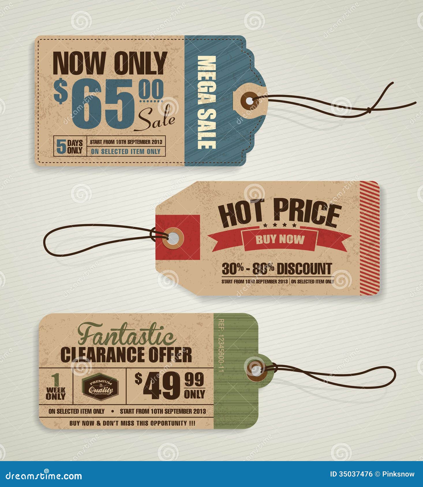 Retail Tags, Rectangular Retail Tags