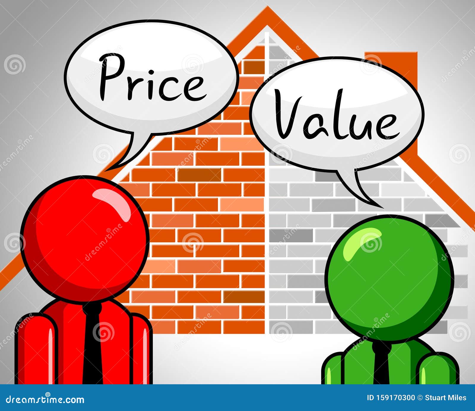 price vs value men comparing cost outlay against financial worth - 3d 