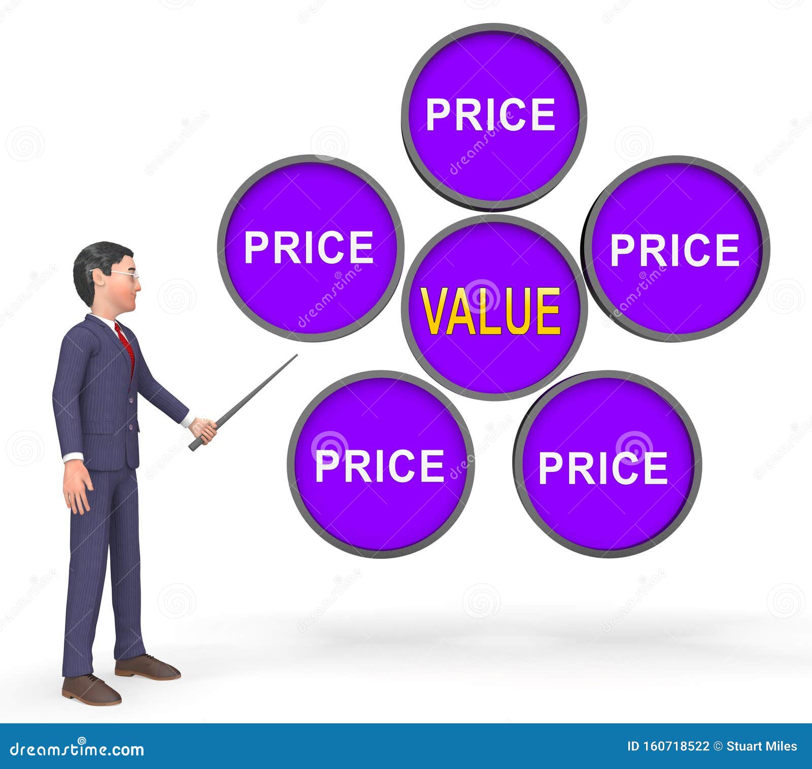 price vs value signs comparing cost outlay against financial worth - 3d 