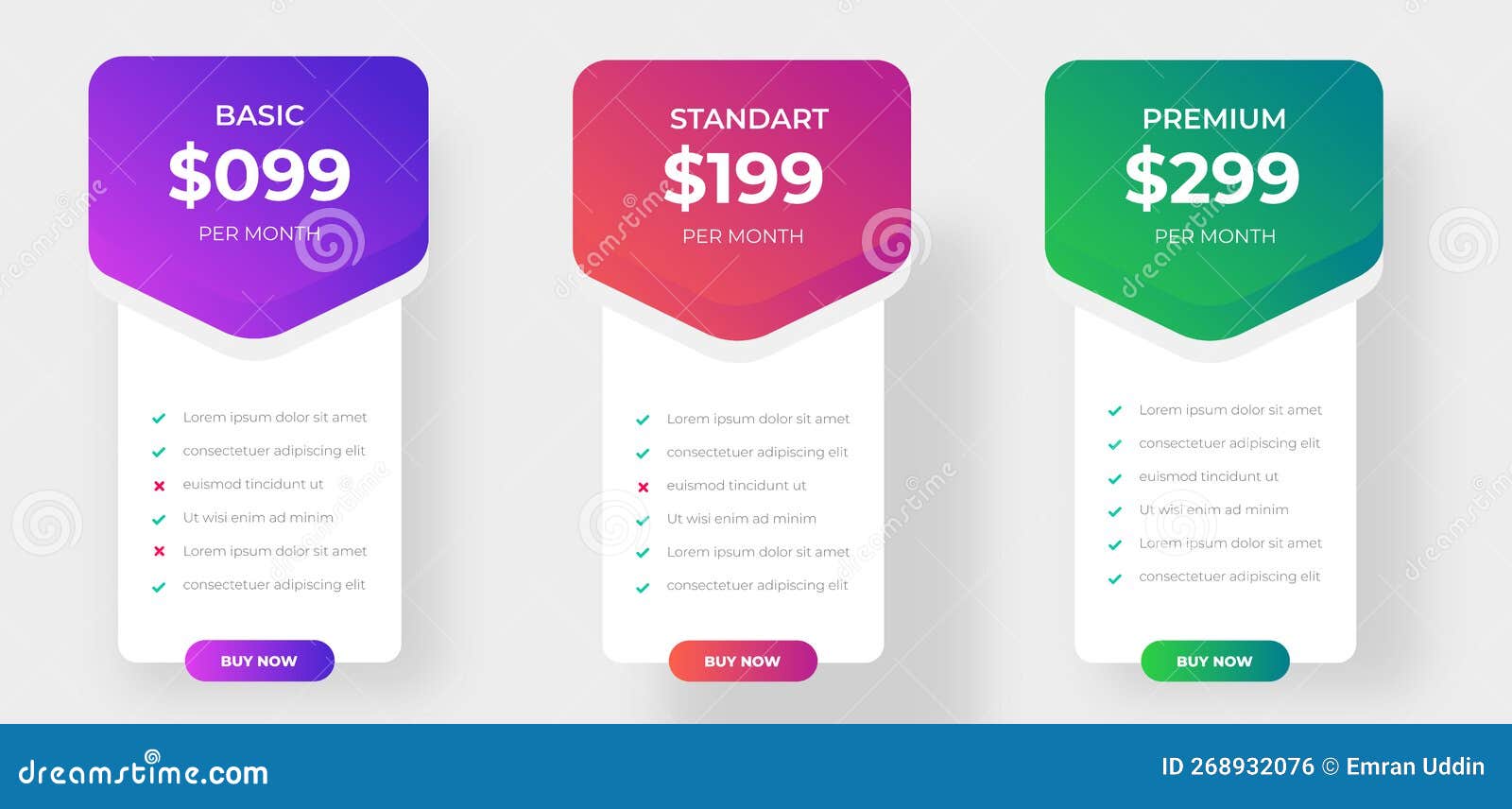 Pricing Table and Pricing Chart Price List Vector Template for Web or