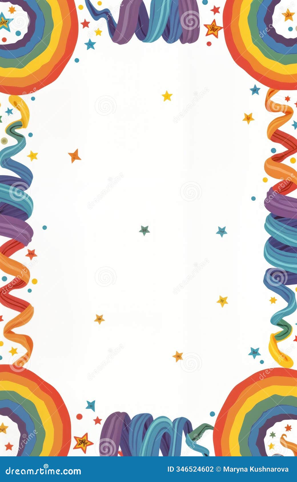 pride event invitation mockup rainbow ribbons stars confetti border blank space graphic  template lgbt celebration lgbtqia