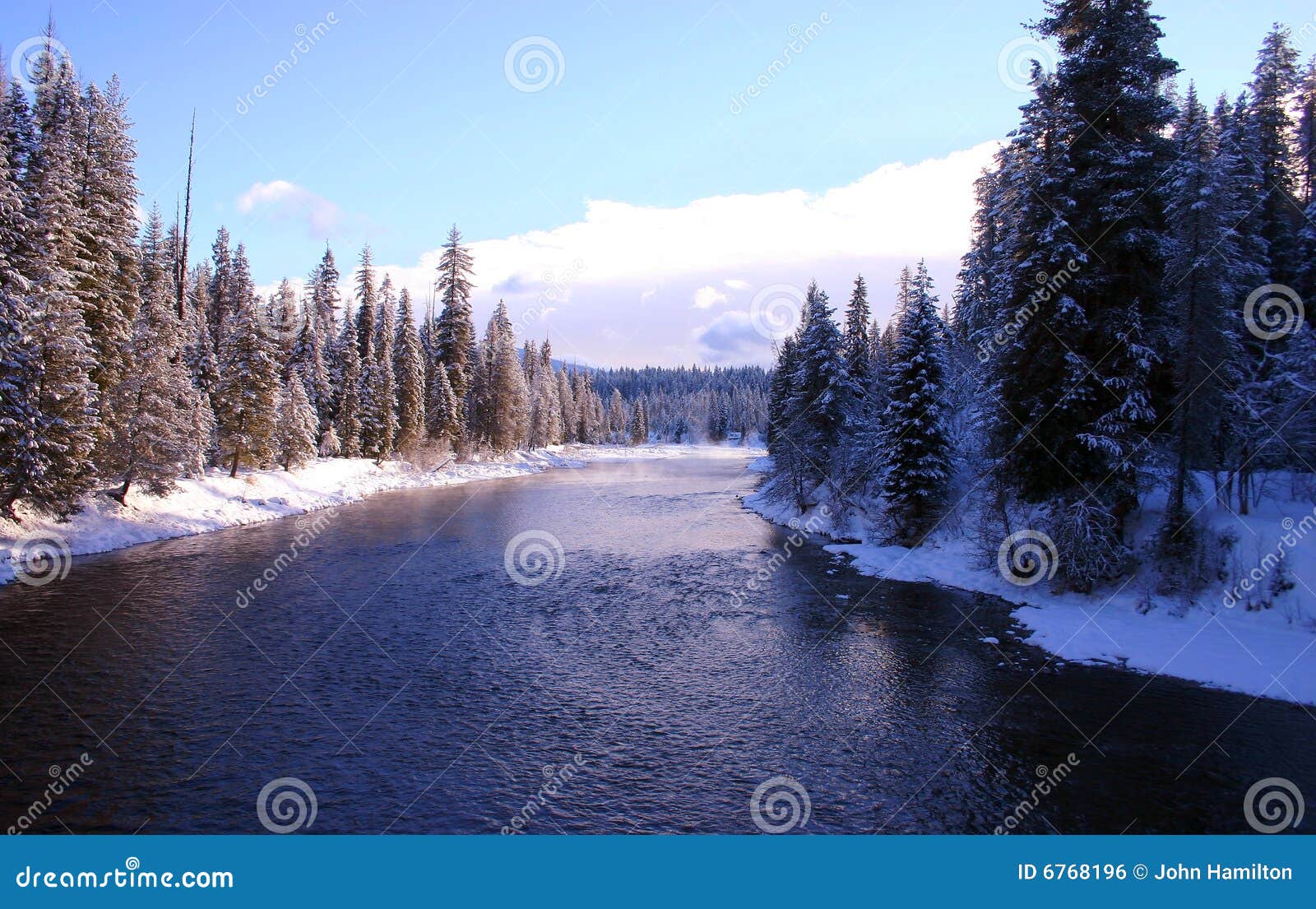 Priest River at Priest Lake Idaho Stock Photo Image of winter, trees